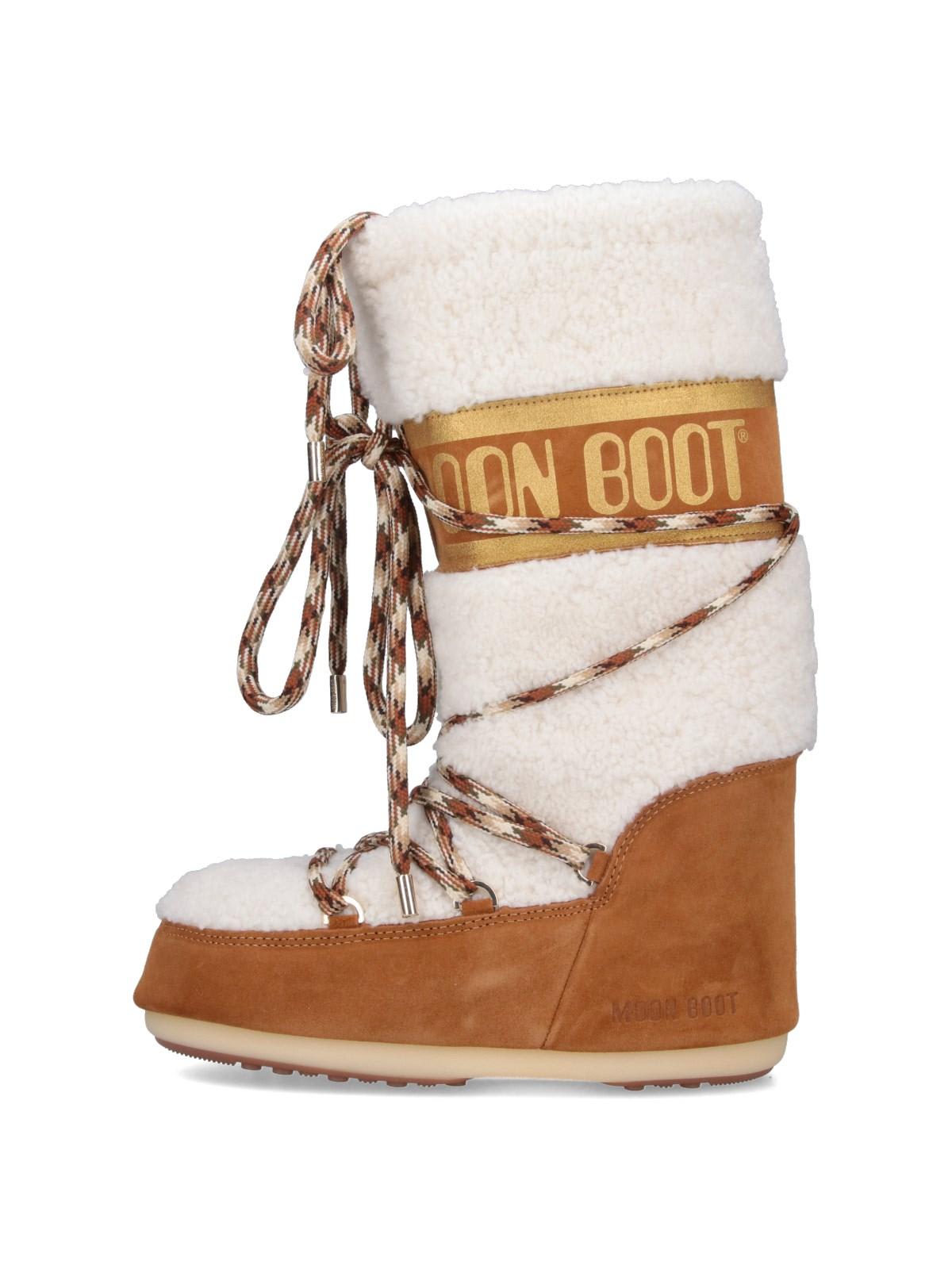 Shop Moon Boot Lab69 Icon Boots In Whisky/ Off White