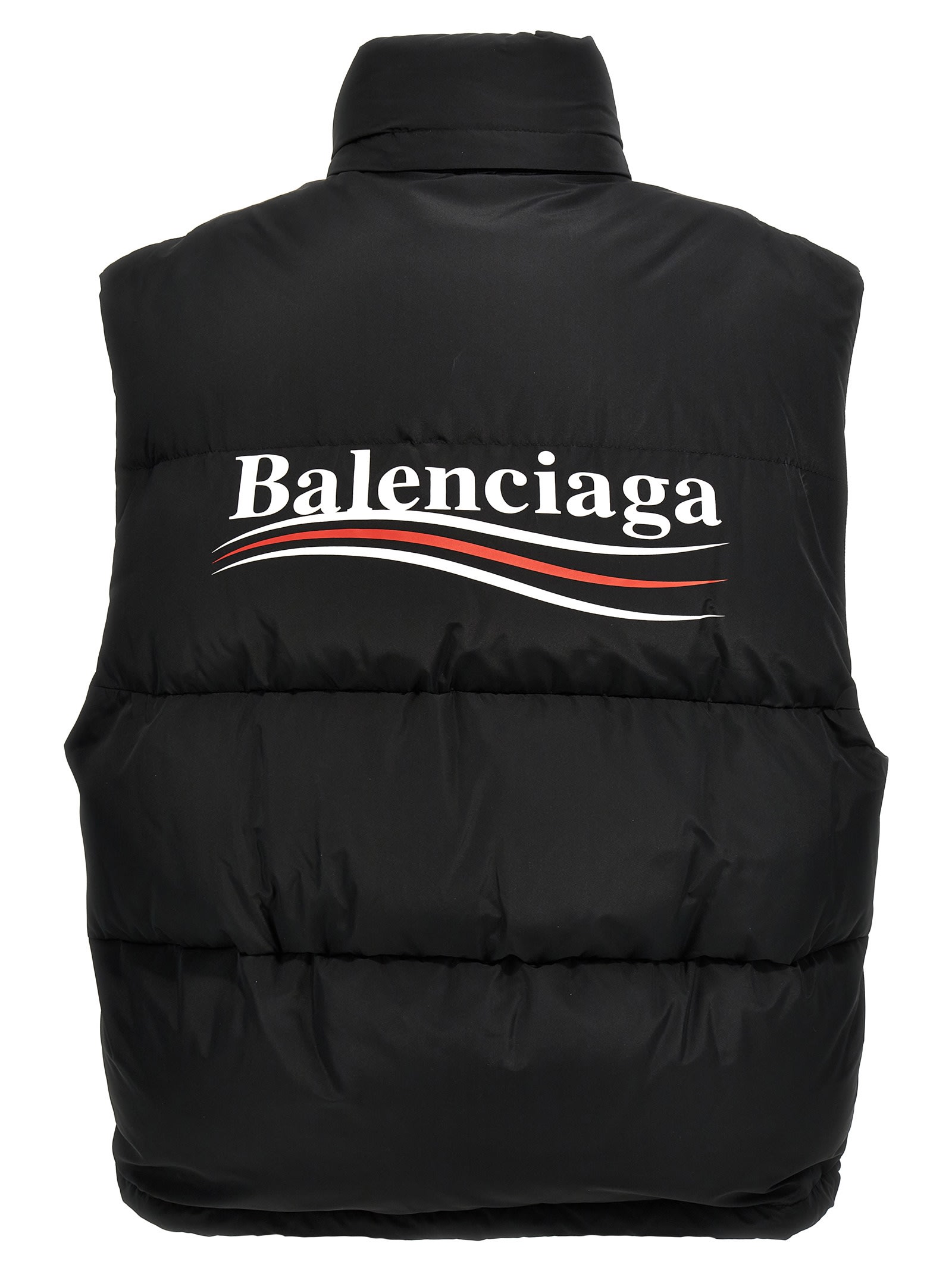 Shop Balenciaga Puffer Cocoon Political Campaign Vest In Black