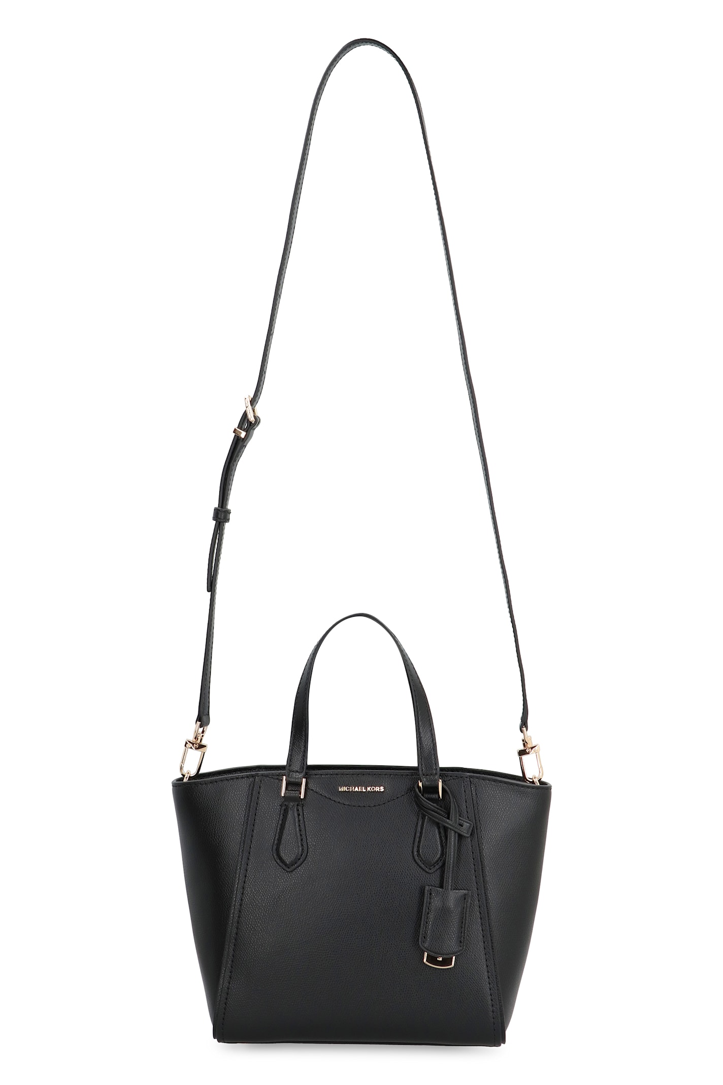 Shop Michael Michael Kors Taryn Leather Tote In Black
