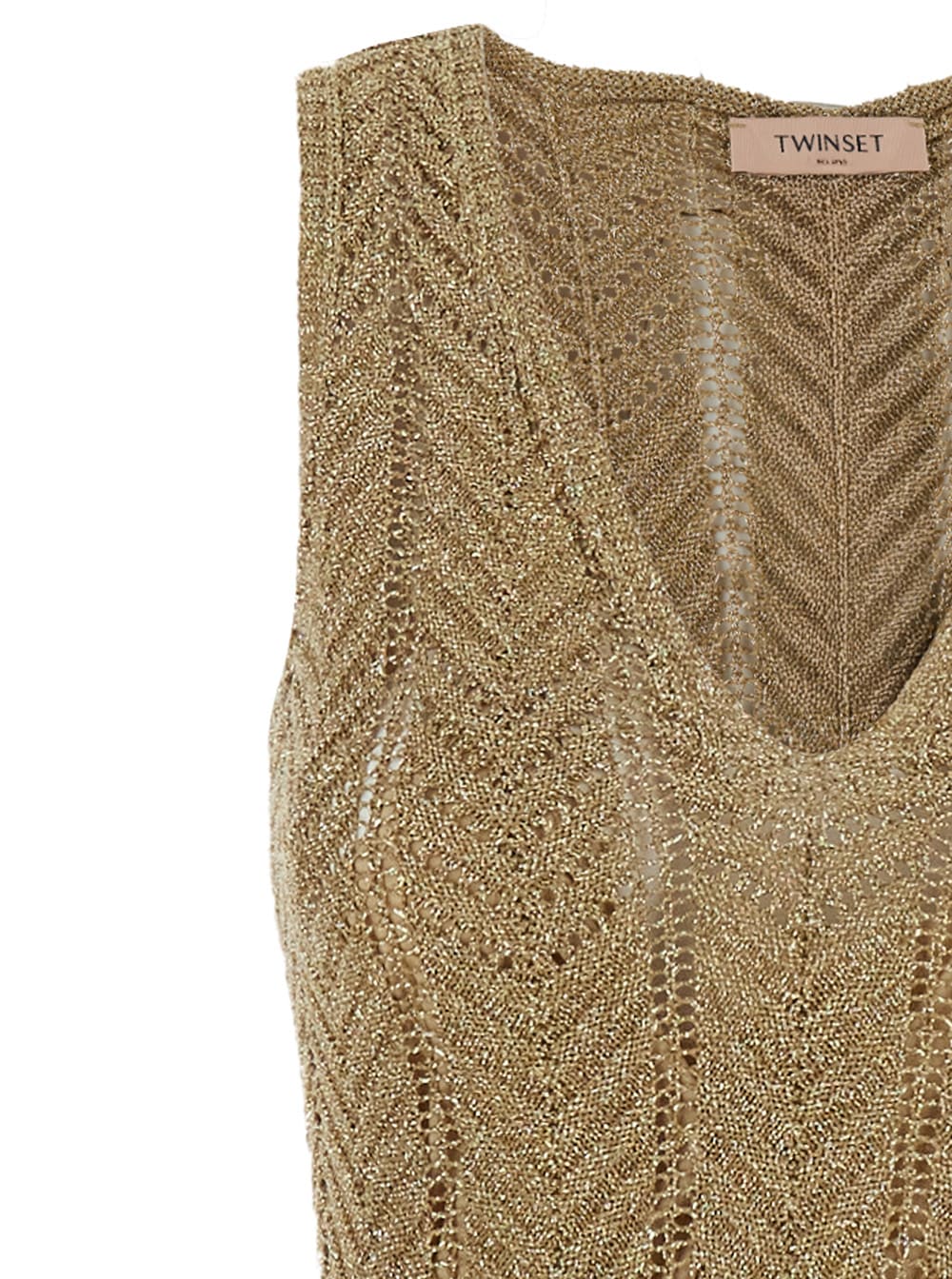 Twinset Green Long Dress With V-neck And All-over Pleated Details In Viscose Blend Woman
