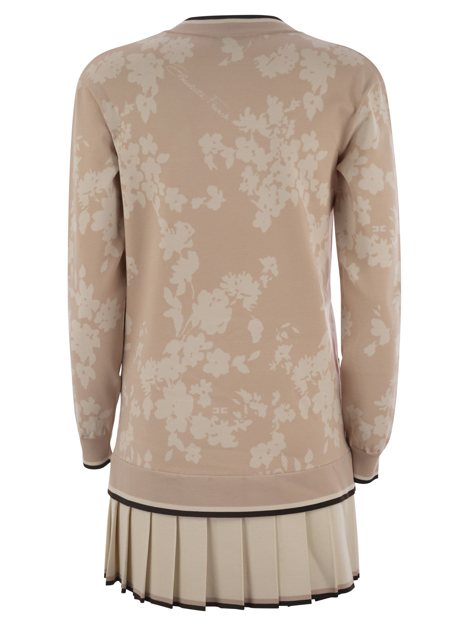 Elisabetta Franchi Knitted Dress In Nude/butter