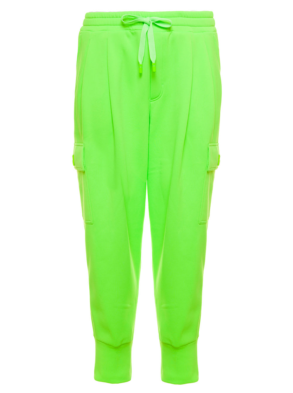 Dolce & Gabbana Man s Fluo Green Jersey Jogger With Logo