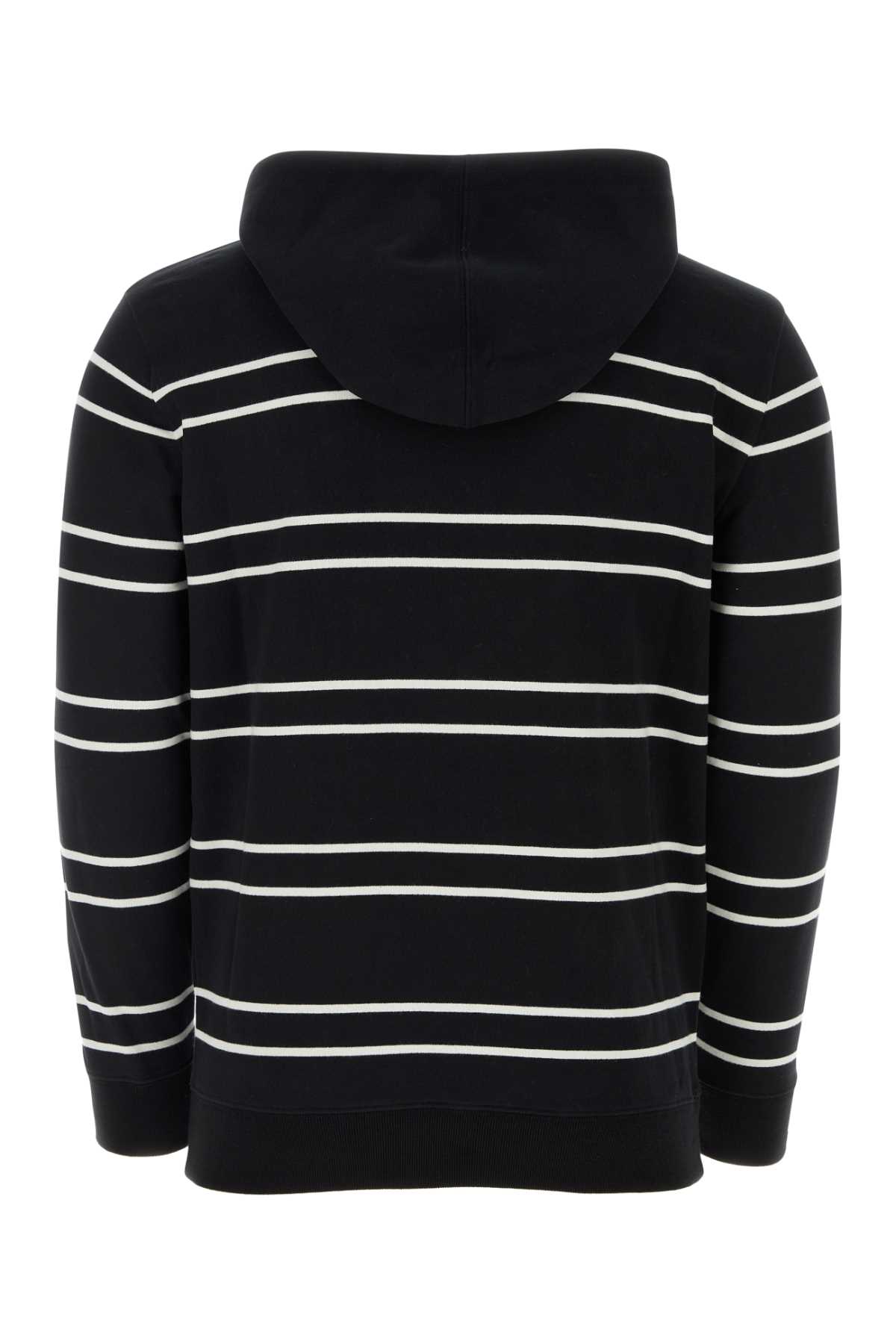Saint Laurent Embroidered Cotton Sweatshirt In Noirnaturel