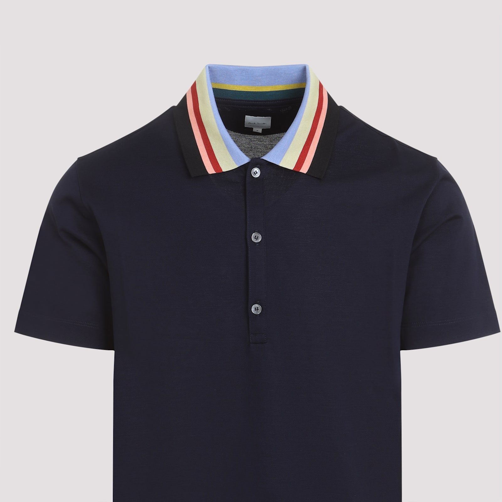 Shop Paul Smith Stripe Collar Polo Shirt In Very Dark Navy