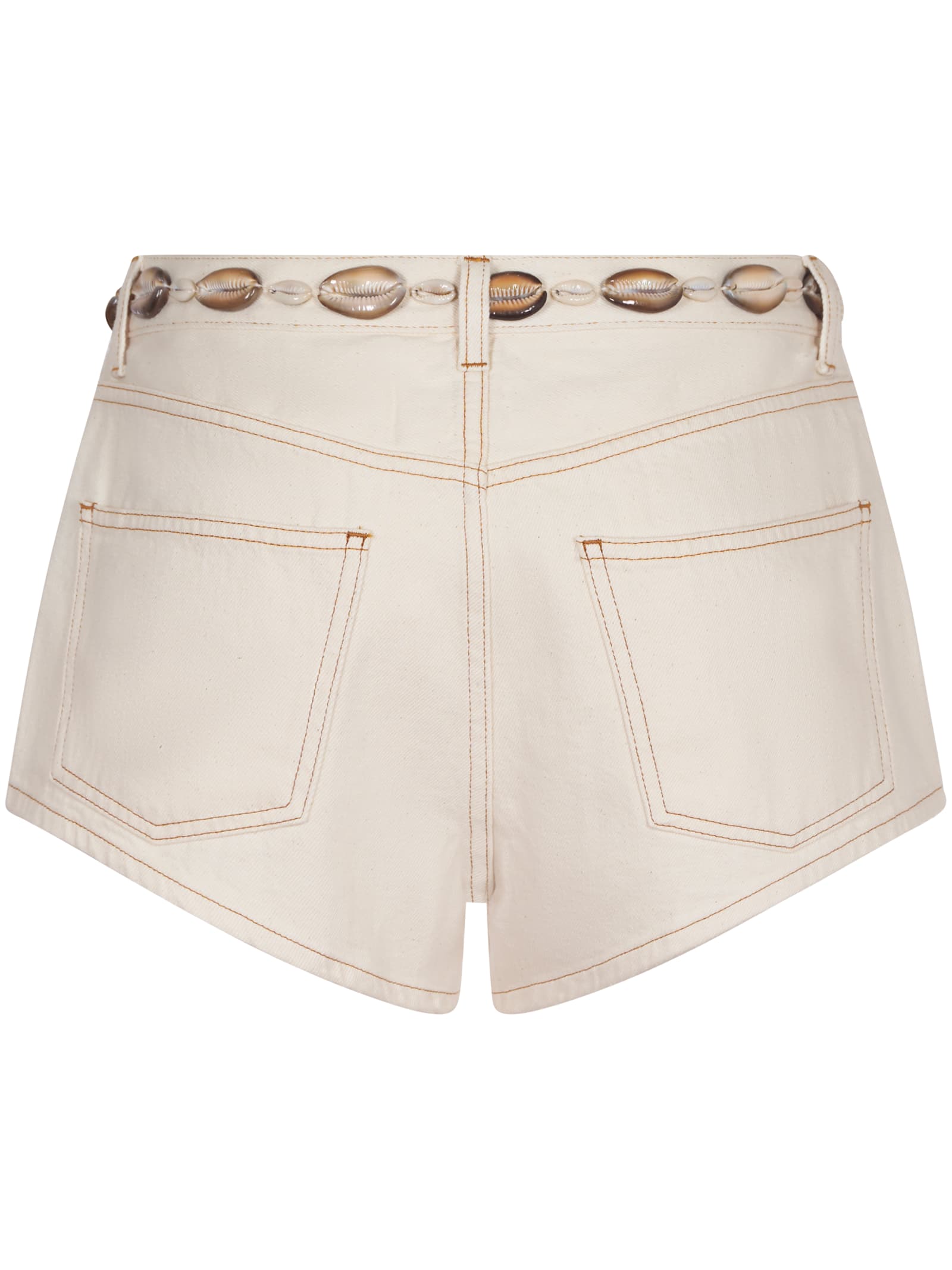 Alanui Sand Denim Ocean Dream Shorts In Neutral