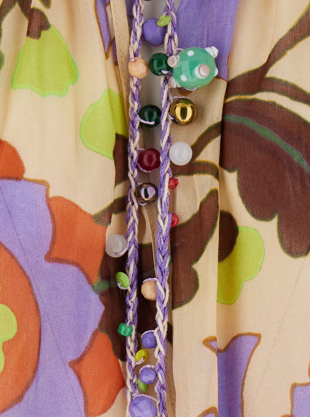 Shop Anjuna Marlene Multicolor Dress With All-over Floral Motif In Cotton And Silk Blend Woman