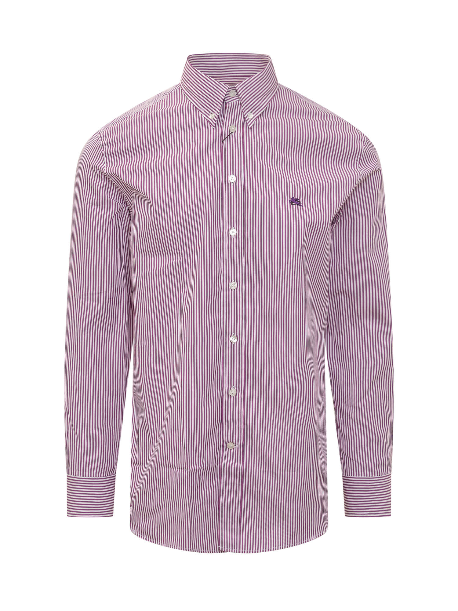 Shop Etro Shirt With Pegaso In Righe Viola