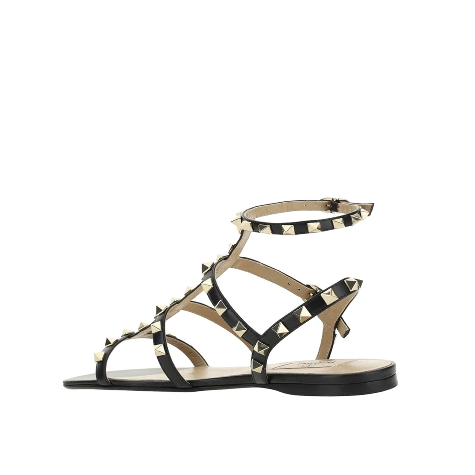 Shop Valentino Garavani Rockstud Leather Sandals In Black