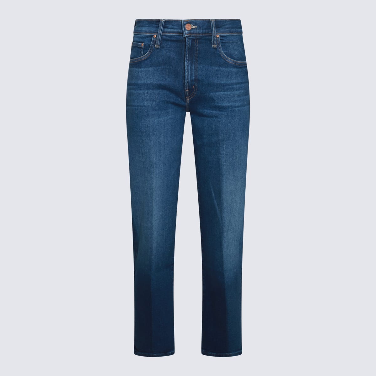 Shop Mother Blue Cotton Denim Jeans In Coastal Colors