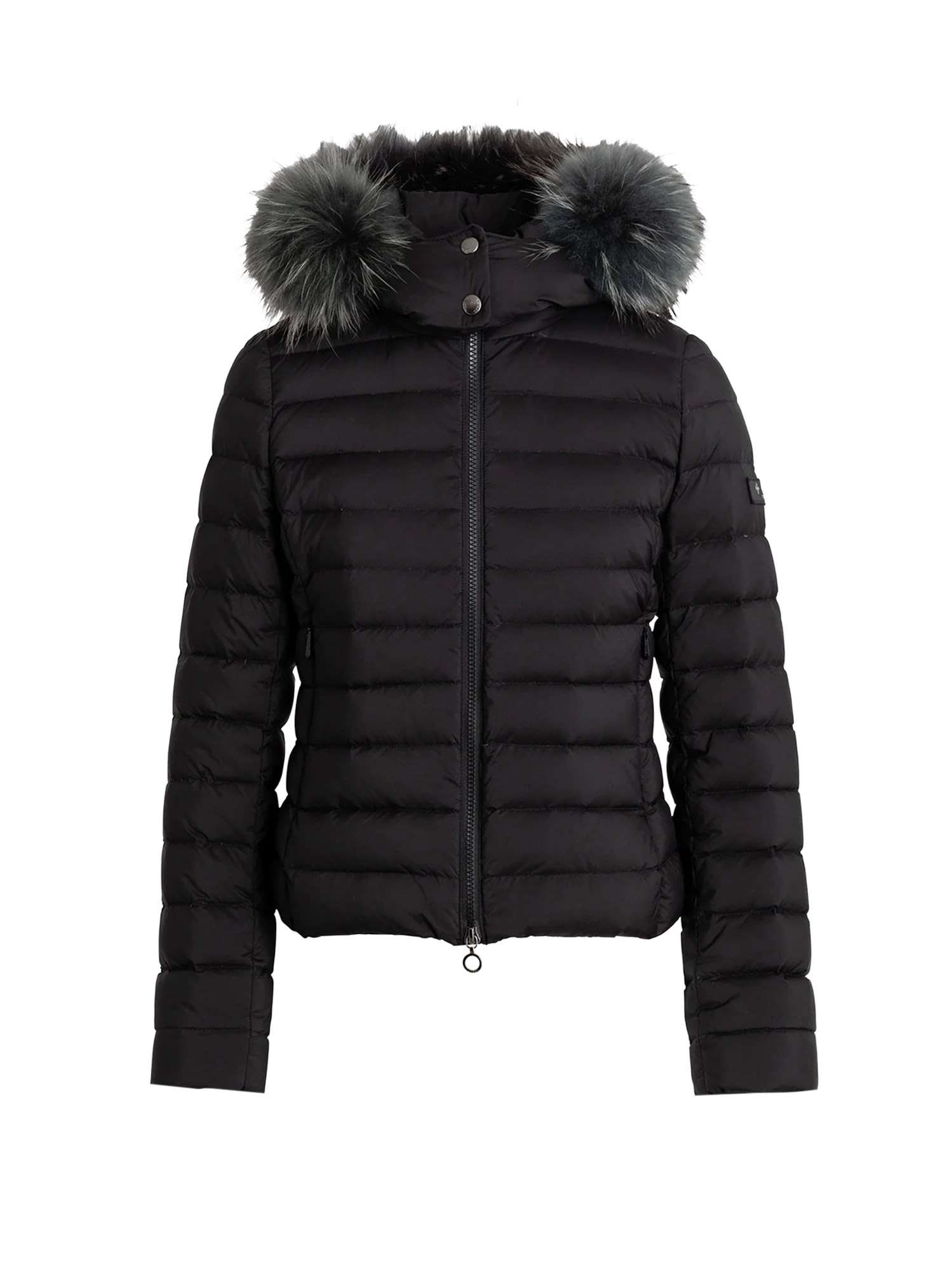 Tatras Hooded Quilted Jacket With Removable Fur Trim In Black