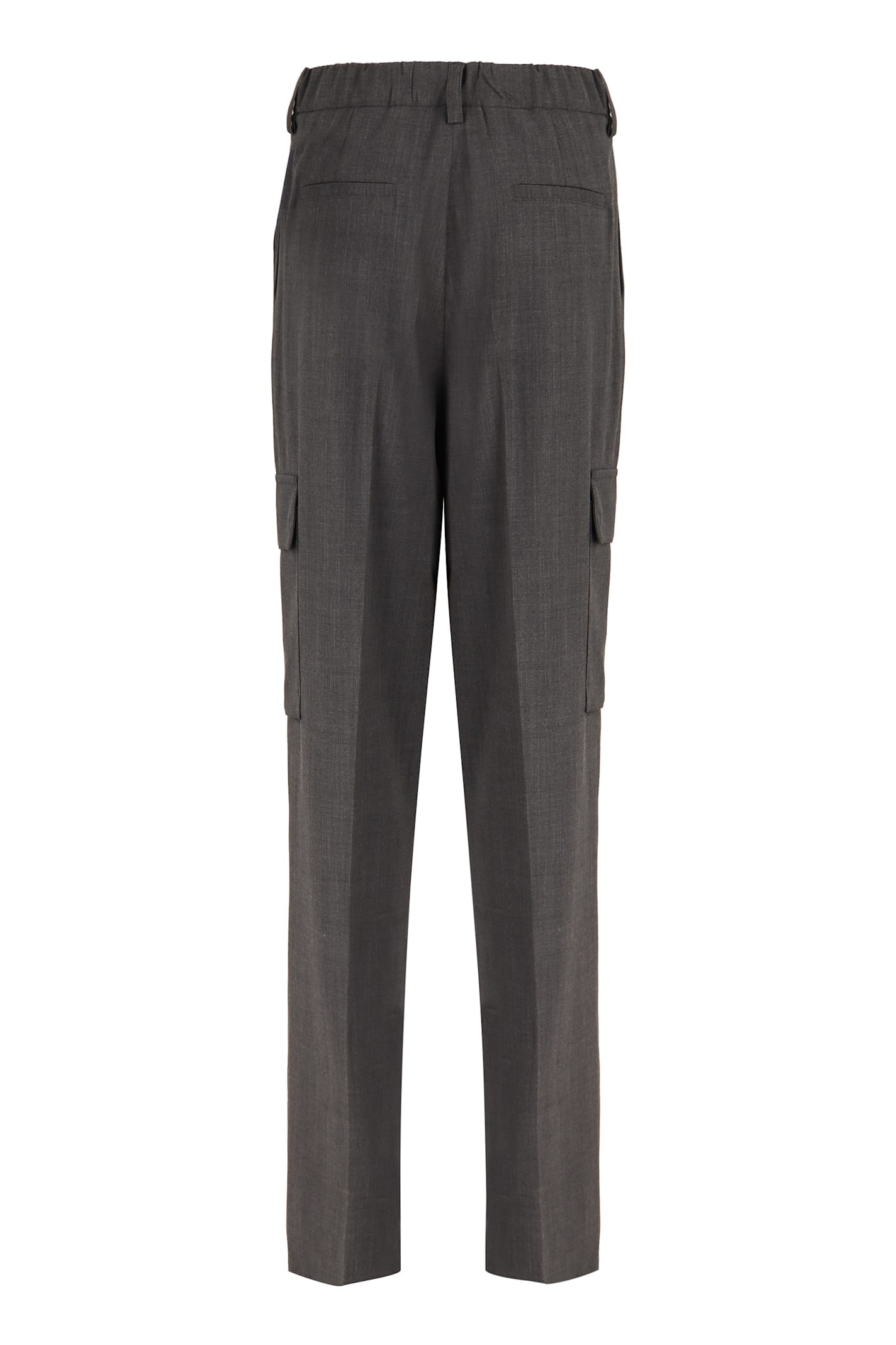 Shop Herno Wool Cargo Trousers In Grey