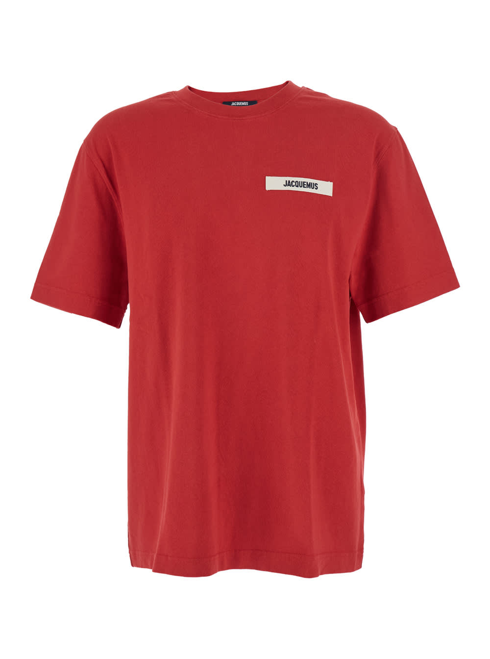 Jacquemus Le T-shirt Gros Grain Red T-shirt With Logo Patch On The Front In Cotton Man In Red