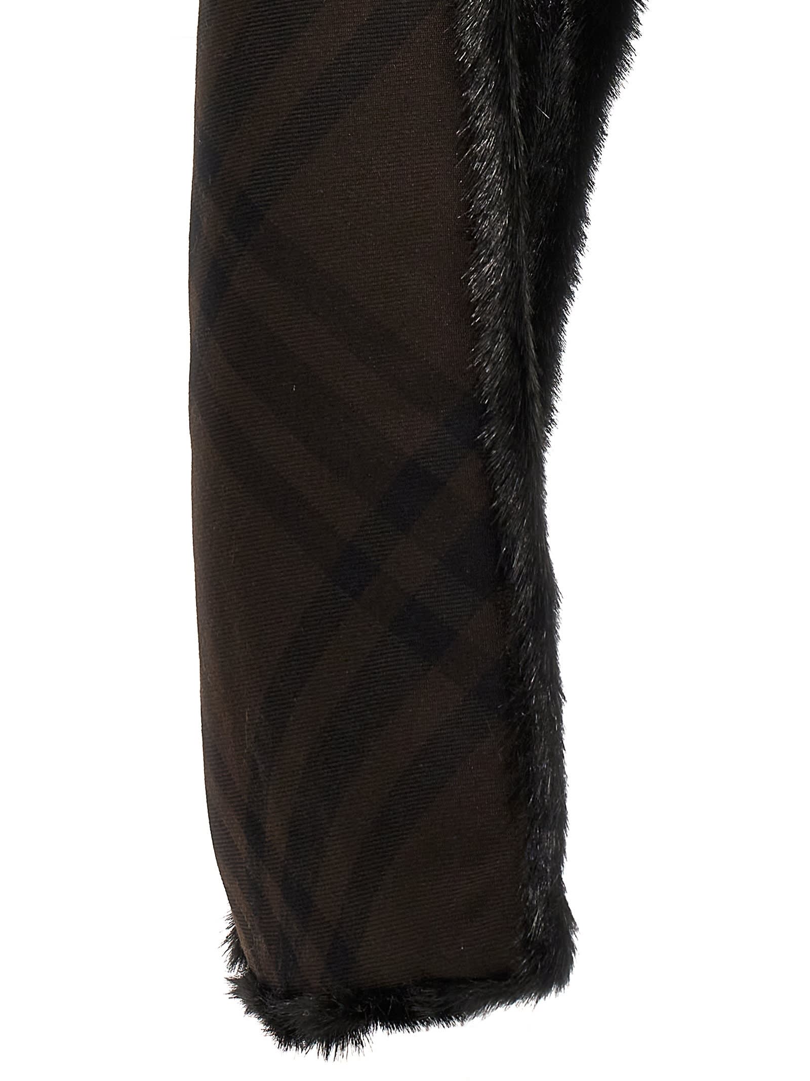 Shop Burberry Eco Fur Hooded Scarf In Black