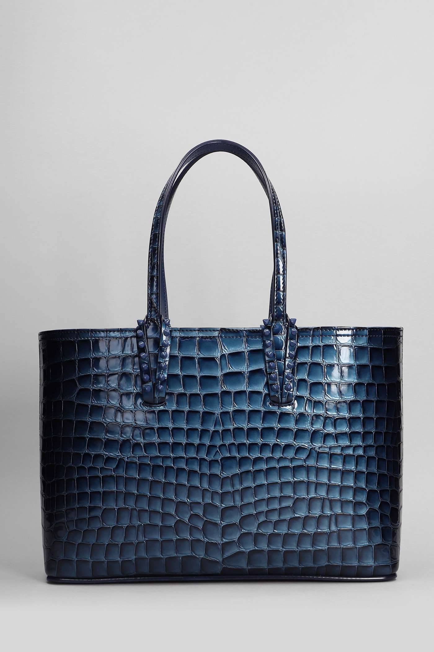 CHRISTIAN LOUBOUTIN CABATA SMALL HAND BAG IN BLUE LEATHER 