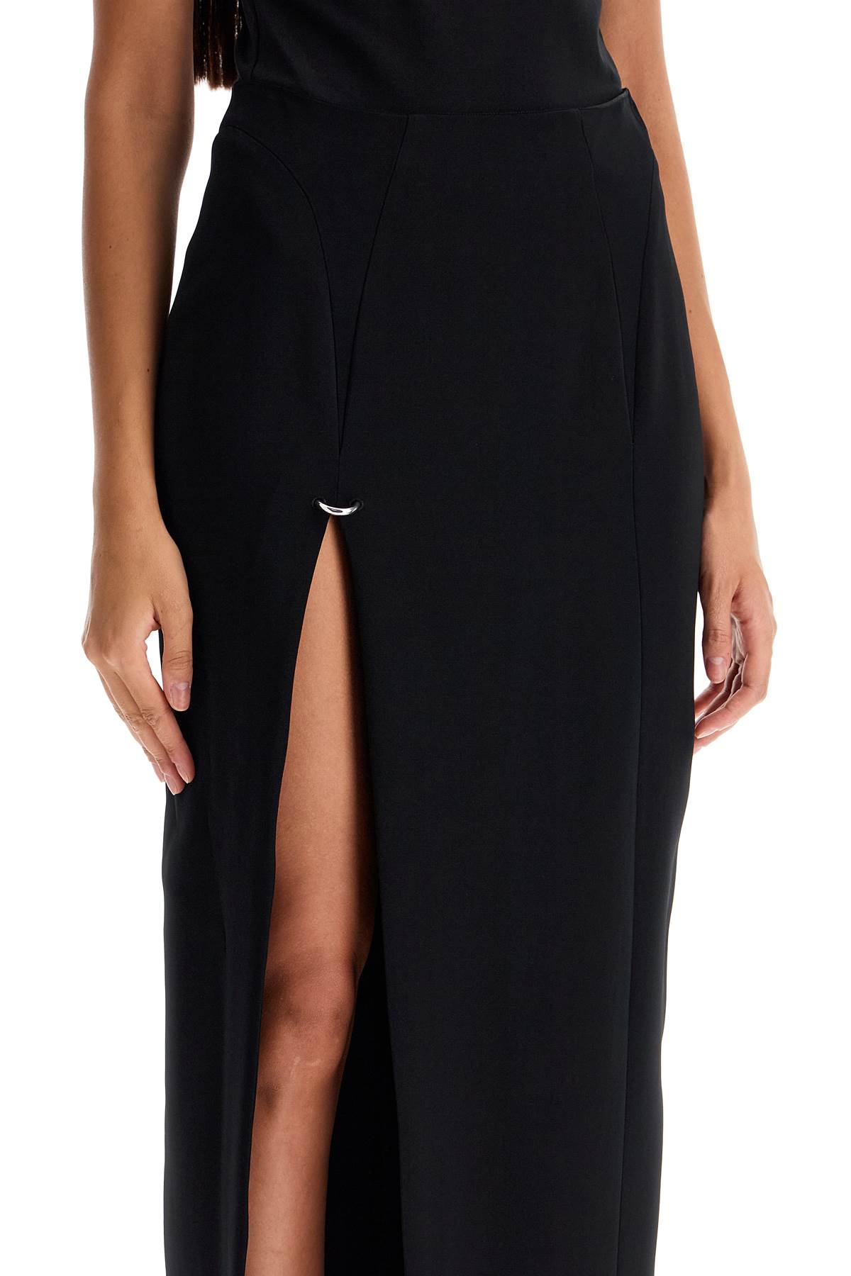 Shop Mugler Long Skirt With Piercing Detail In Black (black)