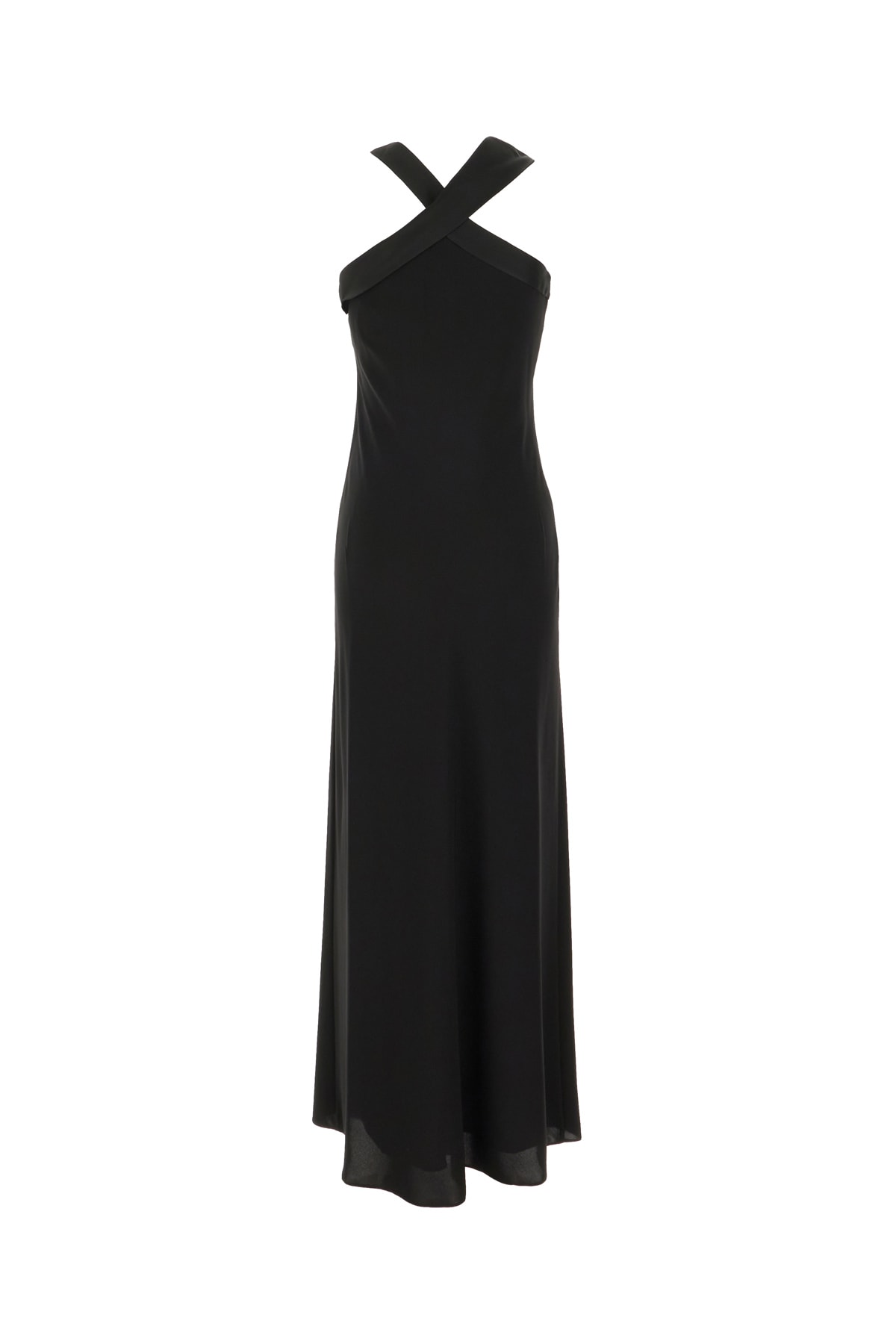 Max Mara Maxi Dress With Satin Neckline 'anta In Nero
