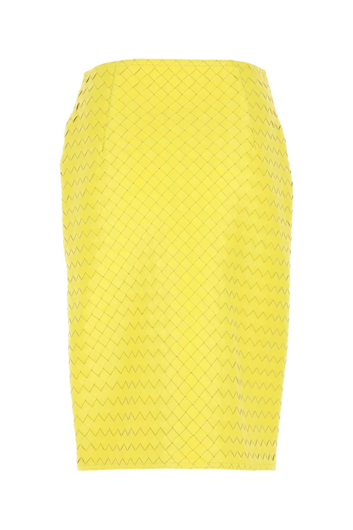 Shop Bottega Veneta Yellow Leather Skirt In 7193