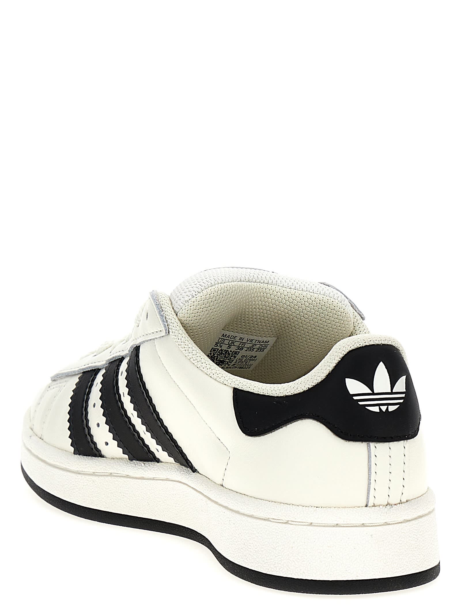 Adidas Originals Campus 00s Leather Sneakers In White/black