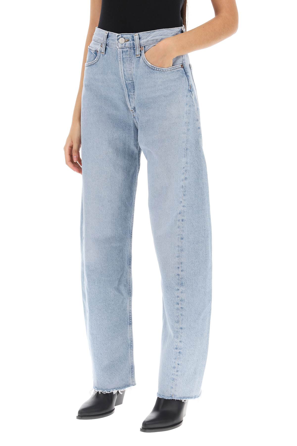 Shop Agolde Luna Curved Leg Jeans In Blu Denim