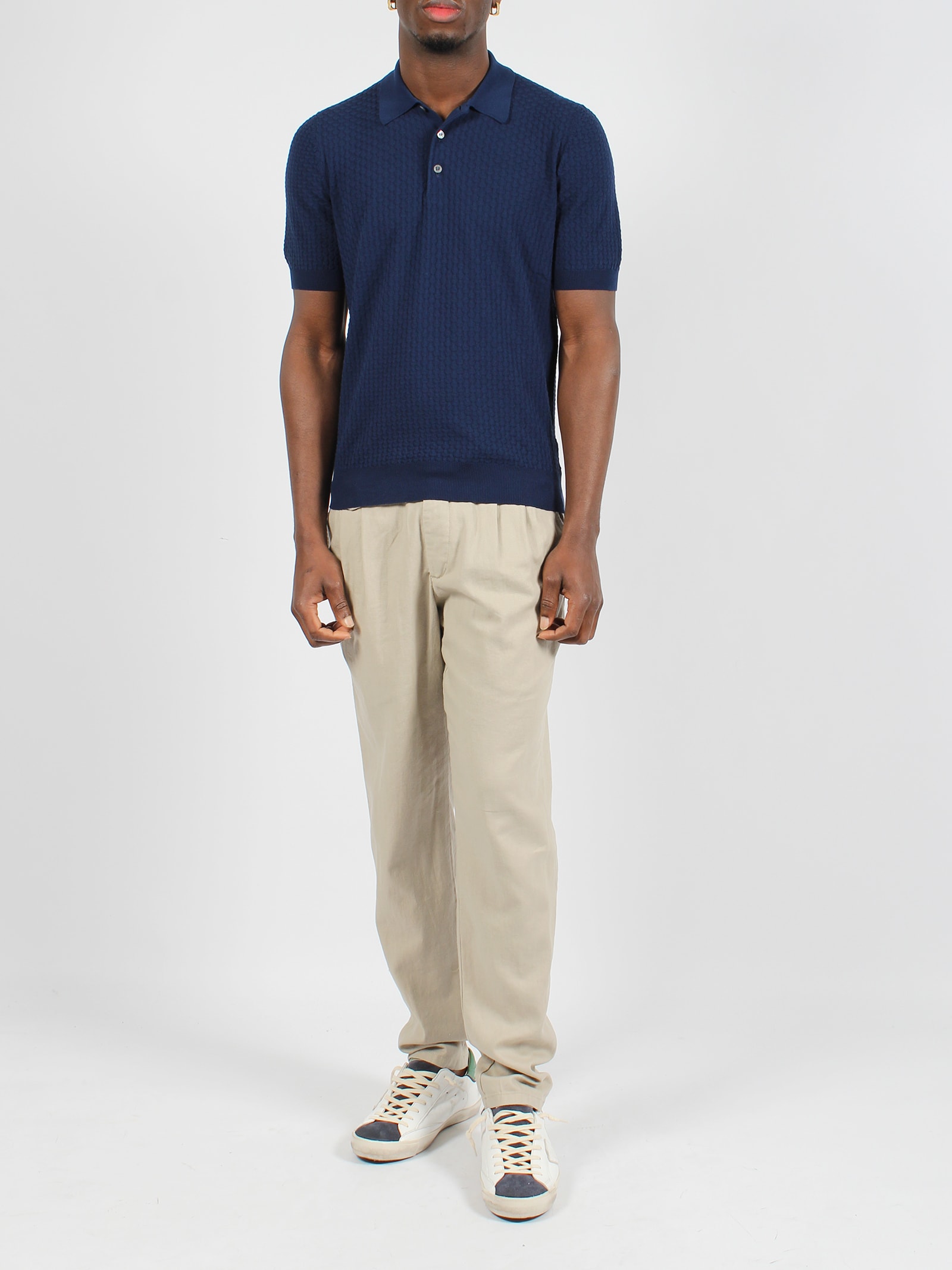 Shop Tagliatore 3d Knit Polo Shirt In Blue