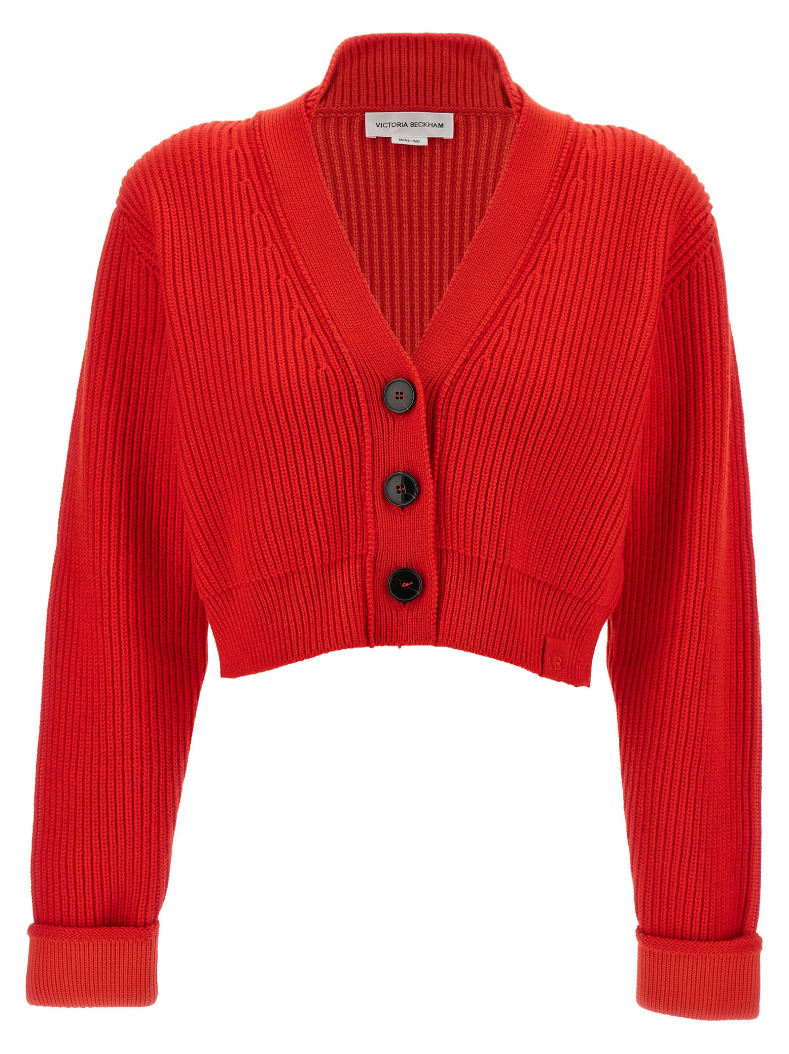 Shop Victoria Beckham Cropped Cardigan In Red