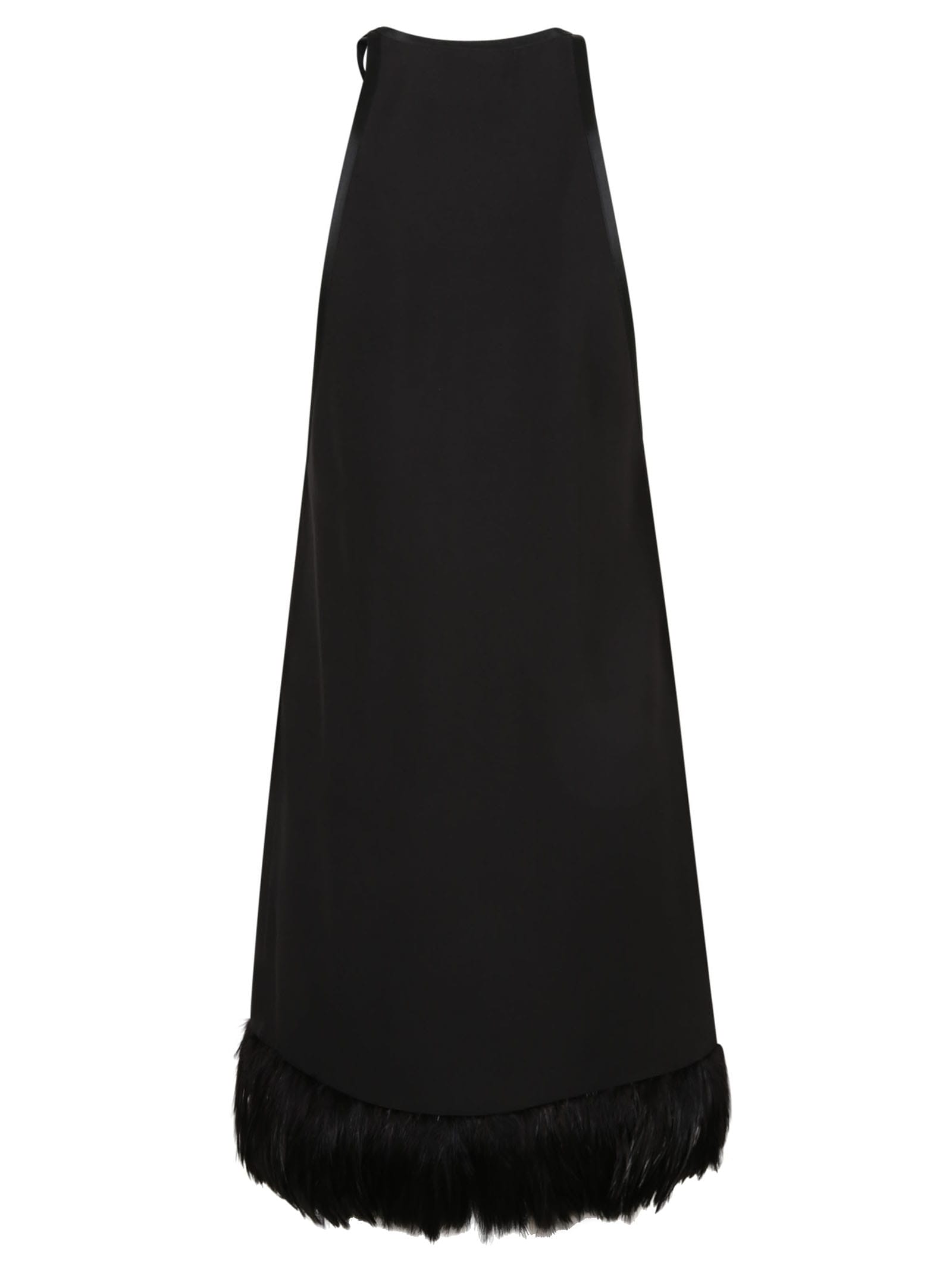 Shop Saint Laurent Fringed Hem Dress In Black