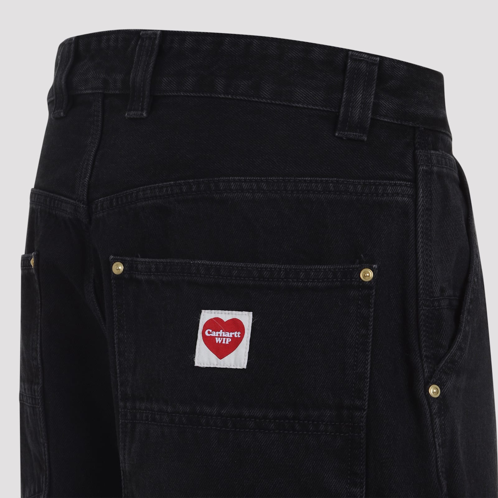 Carhartt Relaxed Straight-leg Jeans With Utility Pockets And Rivet Details In Black