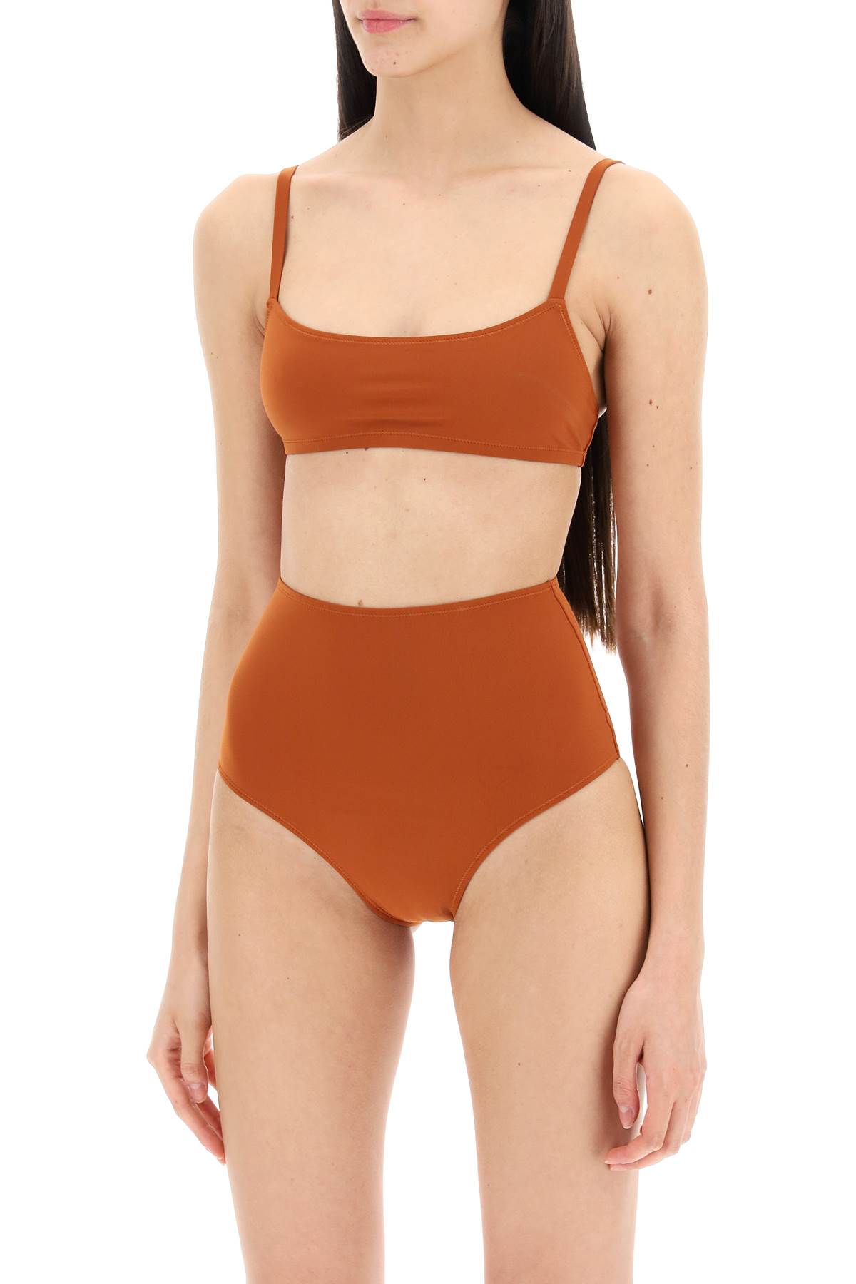 Shop Lido Eleven High Waist Bikini Set In Terracotta (brown)