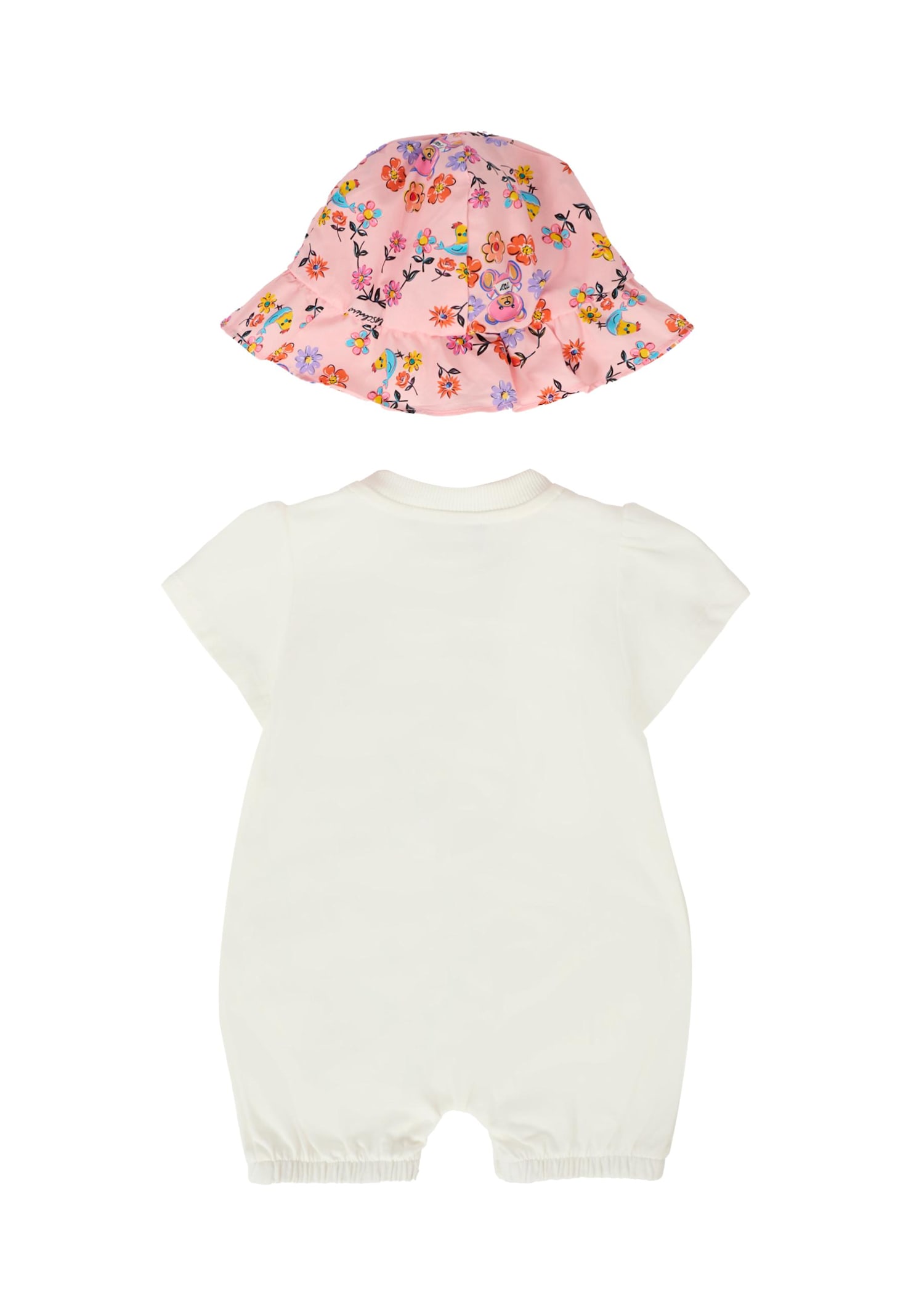 Moschino Ivory Romper For Baby Boy With Teddy Bear In White