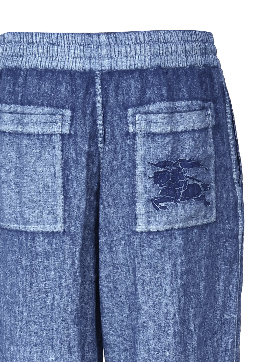 Shop Burberry Denim-effect Linen Trousers