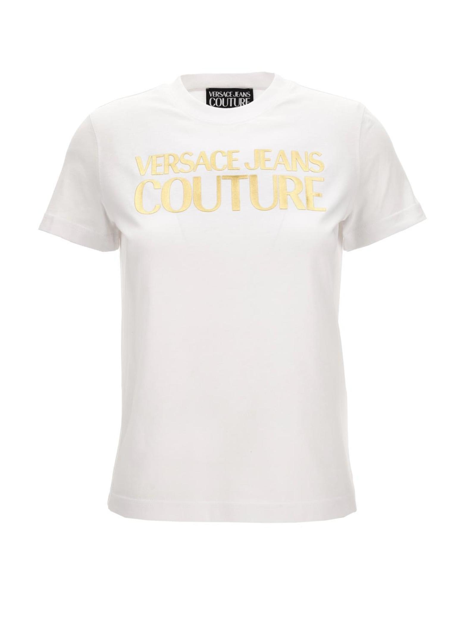 Versace Jeans Couture Upside Down-logo Cotton T-shirt In White