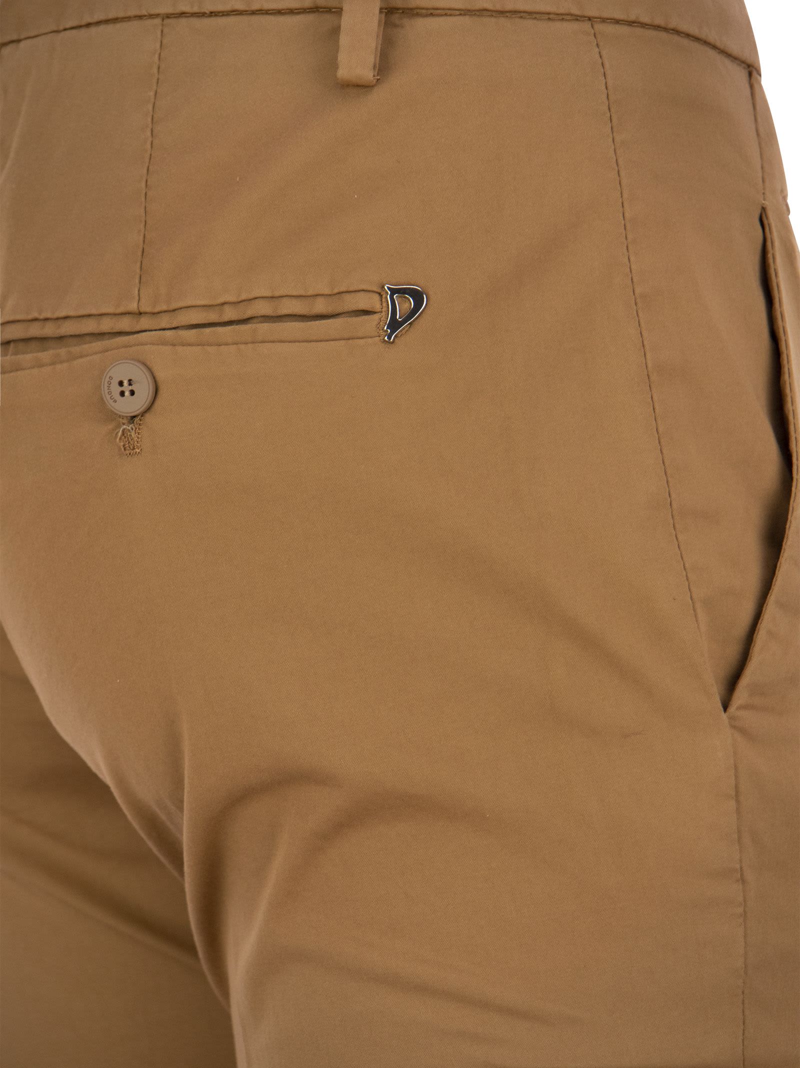 Shop Dondup Perfect - Slim-fit Cotton Gabardine Trousers In Hazelnut