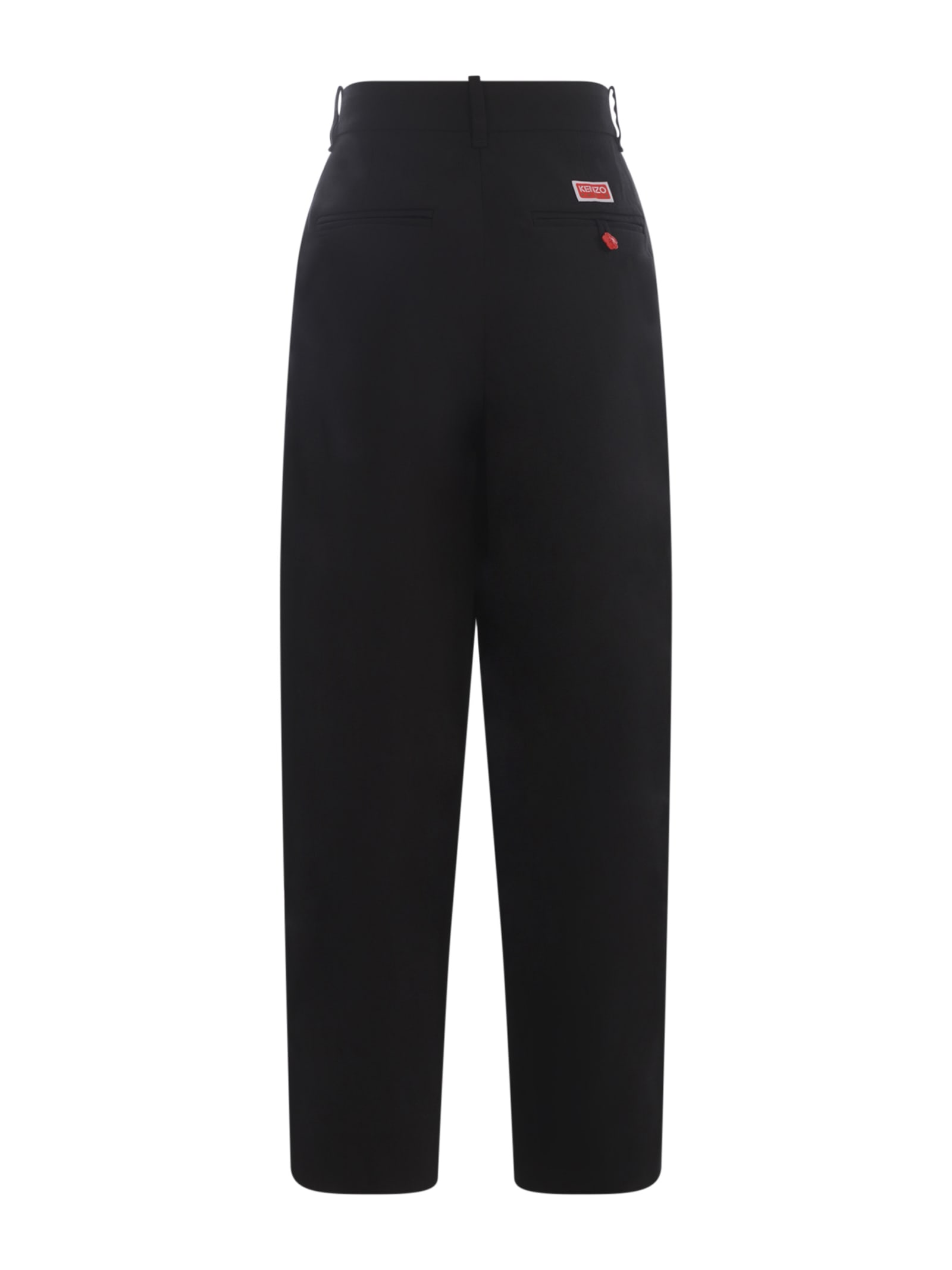 Shop Kenzo Trousers  In Virgin Wool In Nero