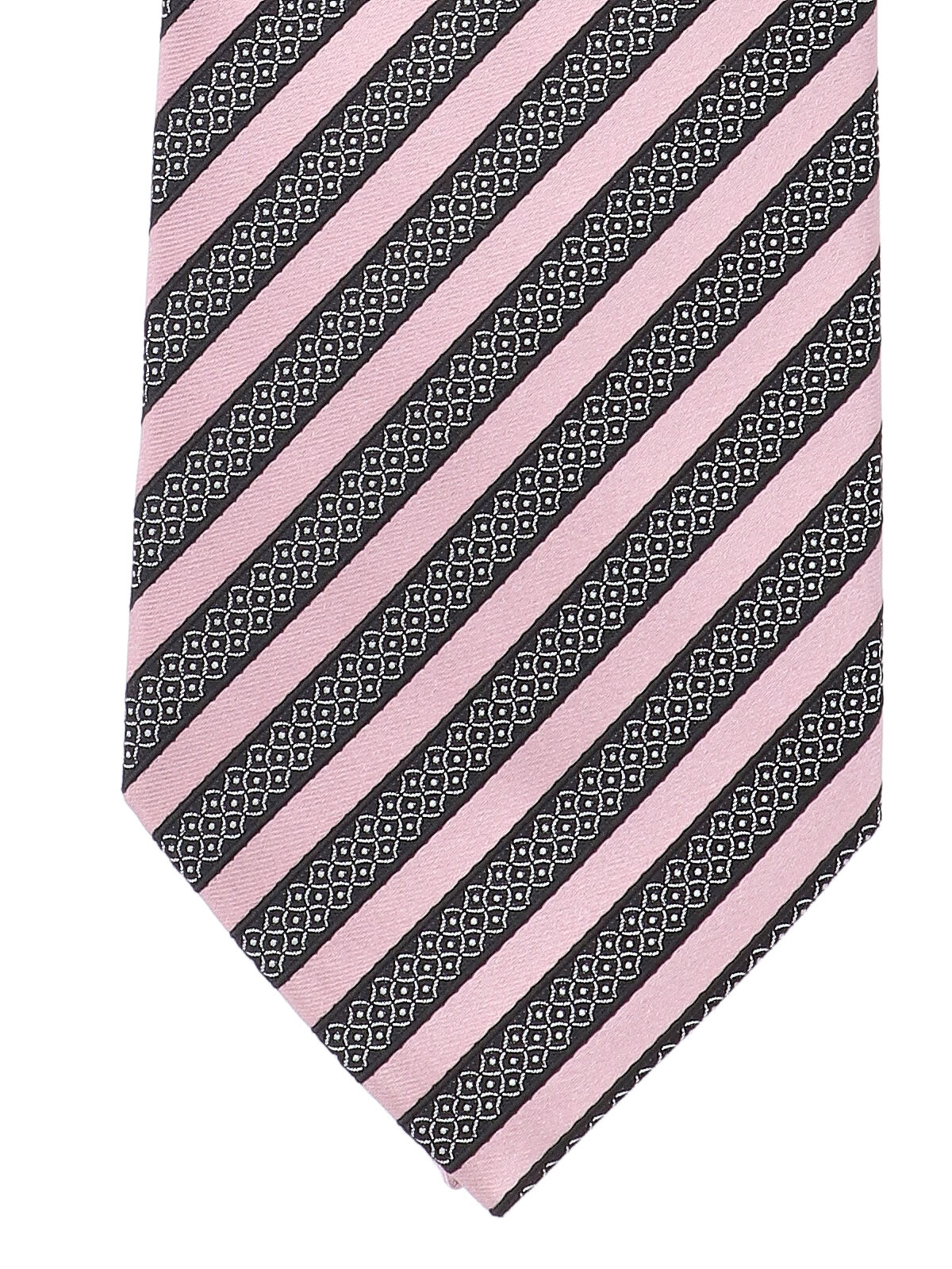 Zegna Striped Tie With Pointed Tip And Smooth Texture In Pink