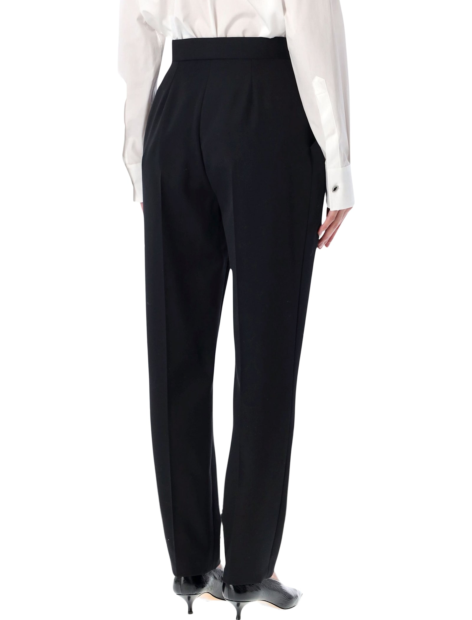 Balmain High-waisted Structured Trousers Featuring Pleats In Black