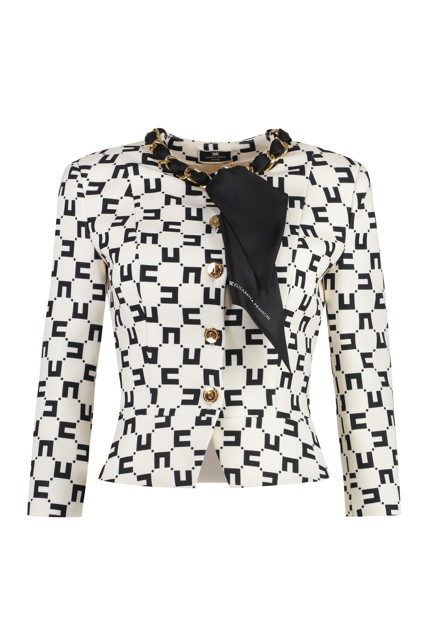 Shop Elisabetta Franchi Crêpe De Chine Jacket In Yellow Cream