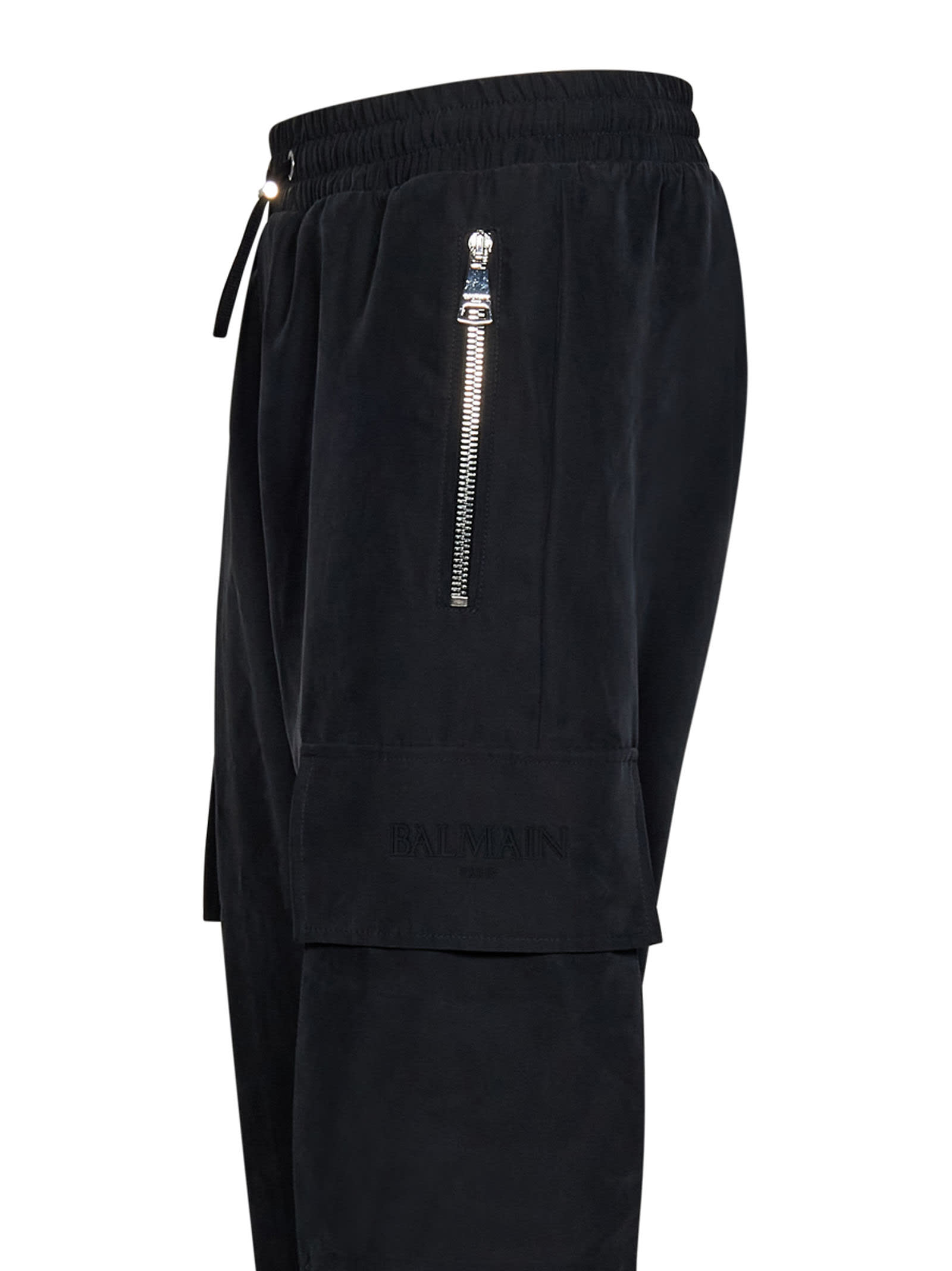 Shop Balmain Trousers In Nero