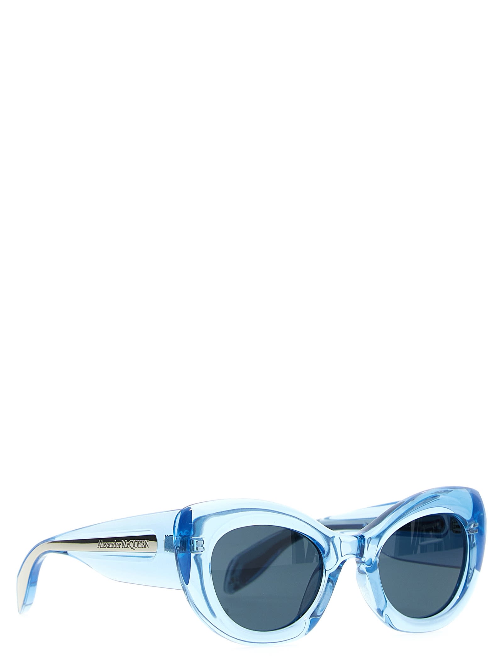 Alexander Mcqueen Light-blue Acetate The Curve Sunglasses In Light Blue