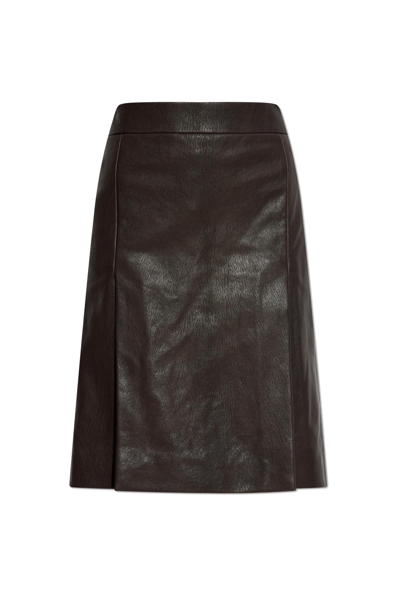 Ferragamo Leather Wrap Skirt In Brown