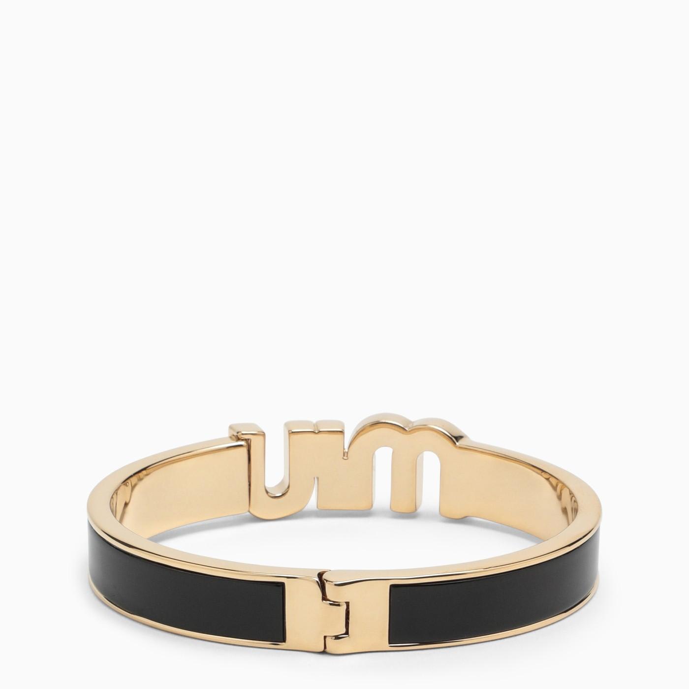 Shop Miu Miu Black\/gold Rigid Bracelet In Nero