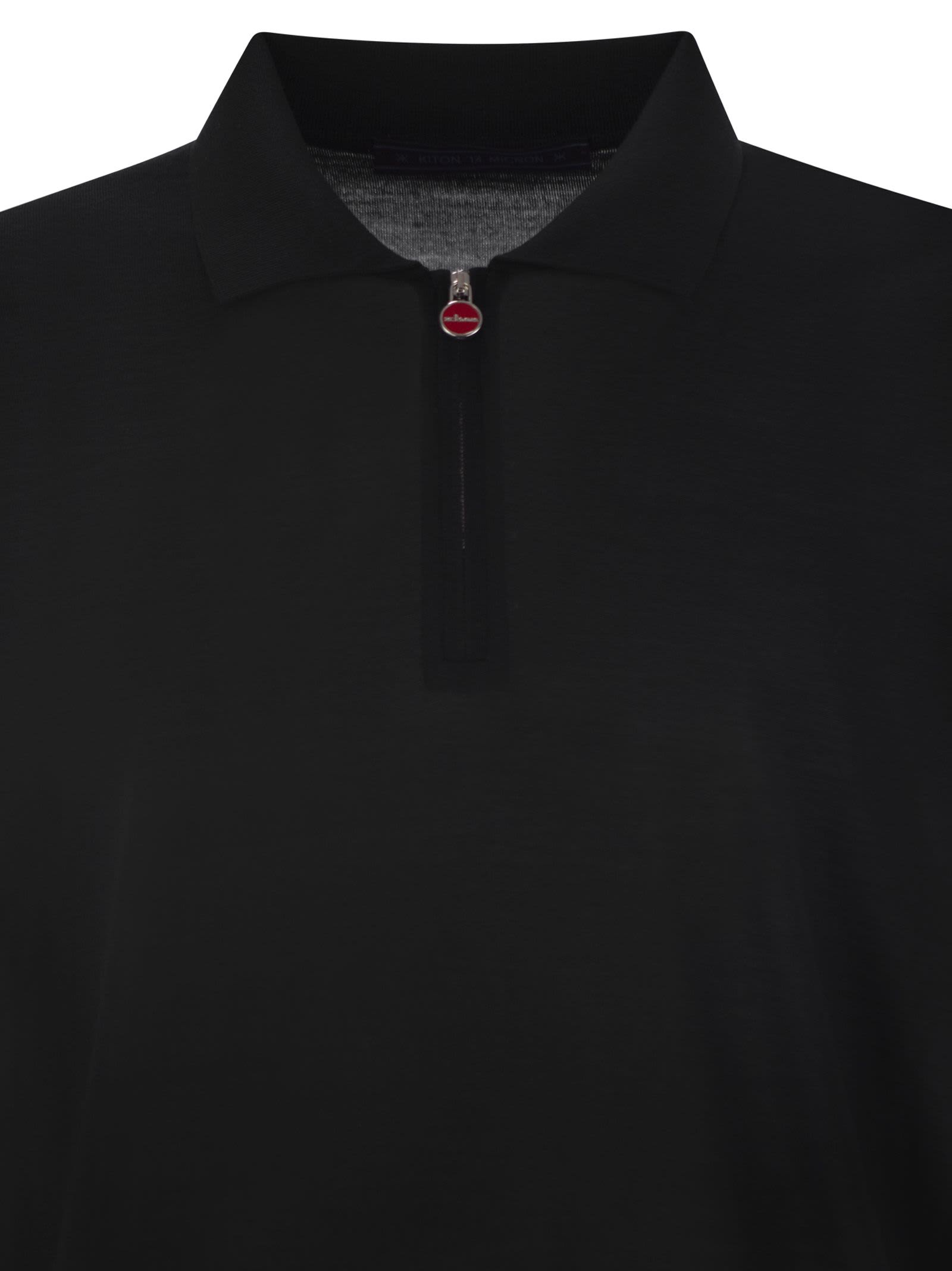 Kiton Men Wool Polo Shirt In Black