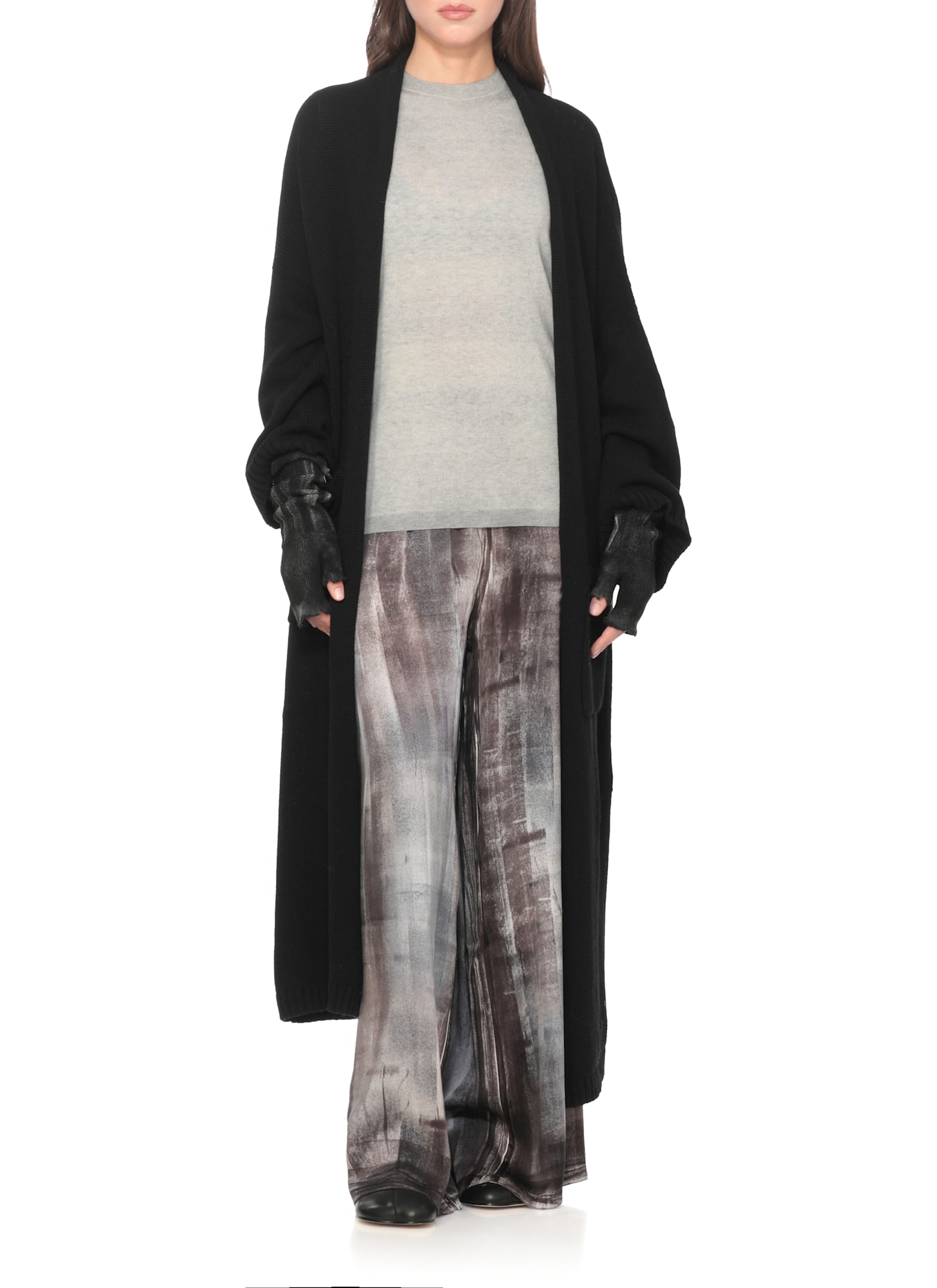 Avant Toi Wool And Cashmere Long Cardigan In Black