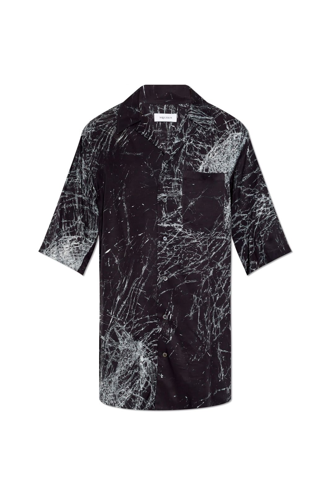 Shop Alexander Mcqueen Smashed Screen Collared Shirt In Black