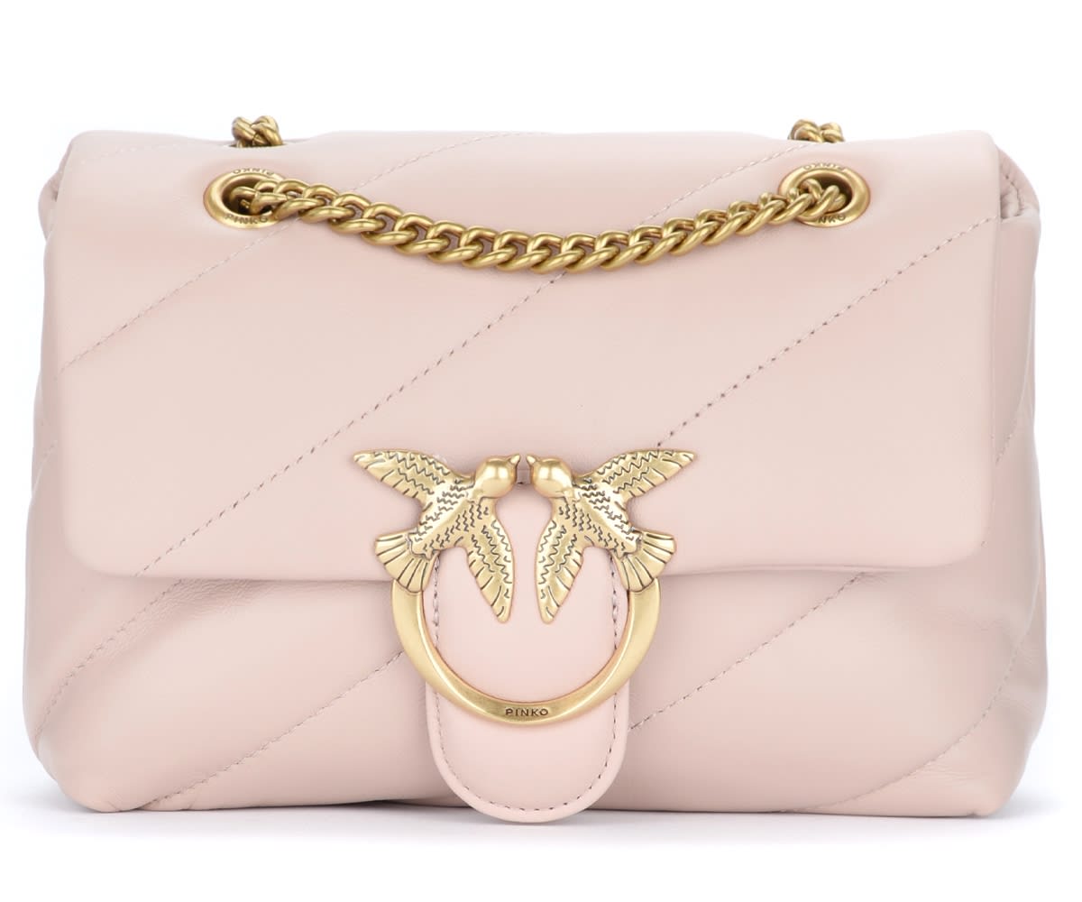 Pinko Mini Love Bag Puff In Quilted Leather Powder Pink