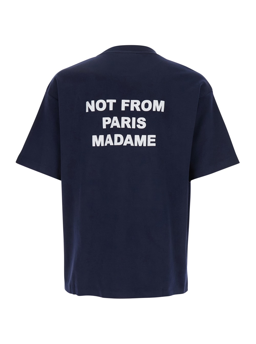 Drôle De Monsieur Blue Crewneck T-shirt With Slogan Print On The Front And Back In Cotton Man