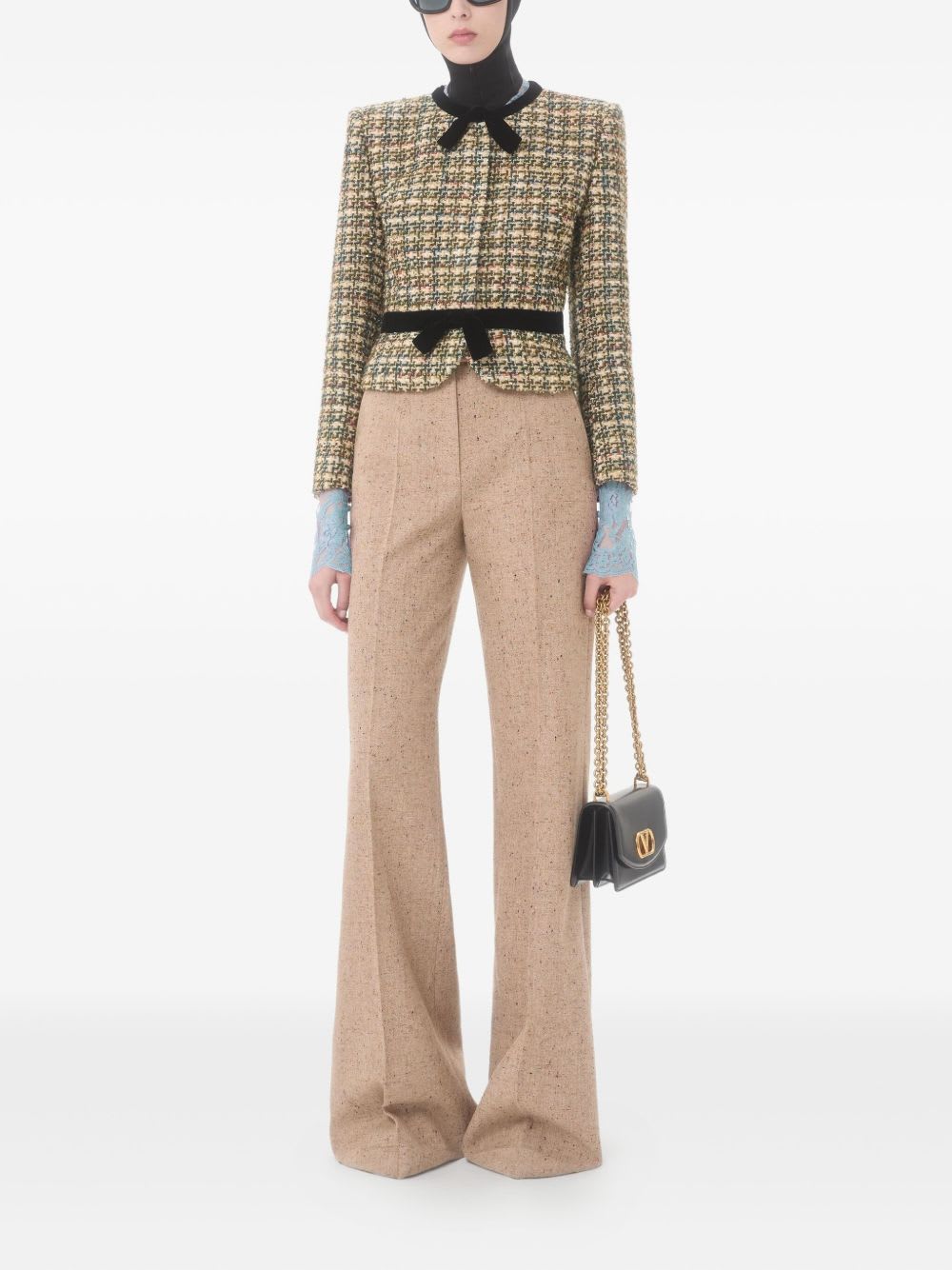 Valentino Womens Multicolor. Tweed Cropped Woven Jacket In Multi