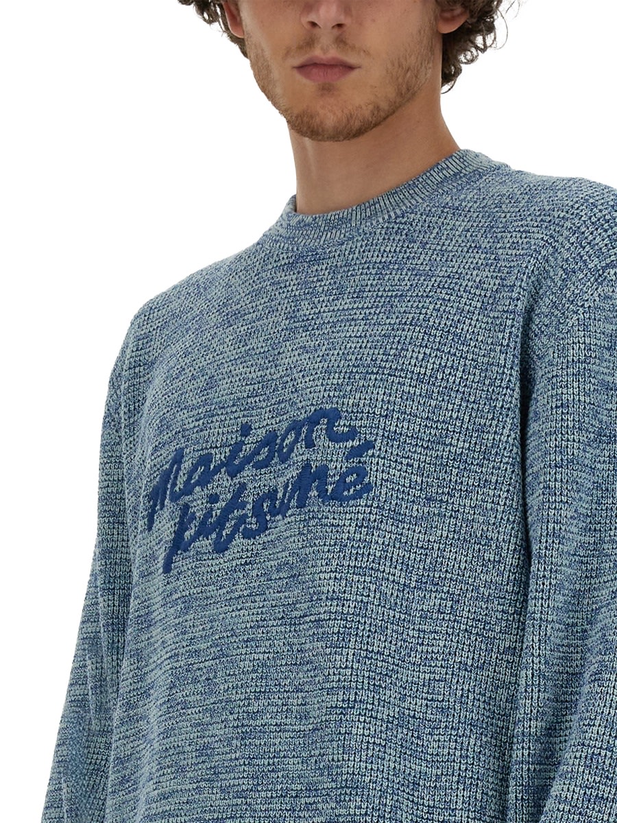 Shop Maison Kitsuné Jersey With Logo In Azure