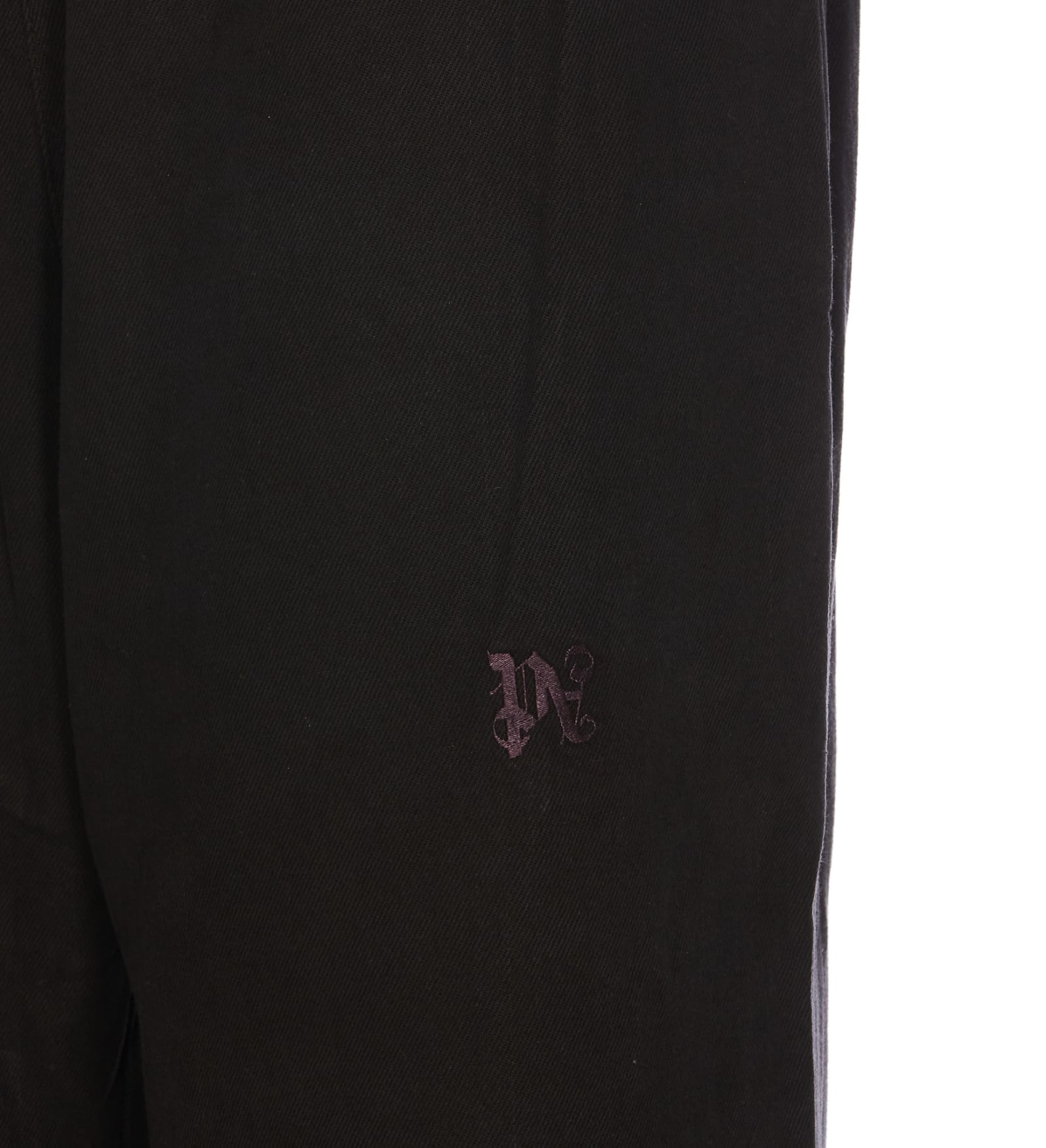 Shop Palm Angels Monogram Track Pants In Nero/off White