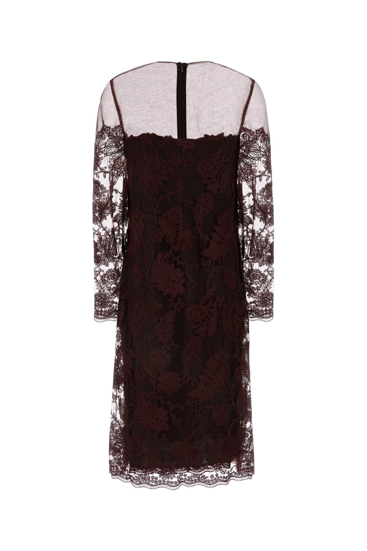 Shop Ermanno Scervino Grape Lace Dress In Bitterchocolate