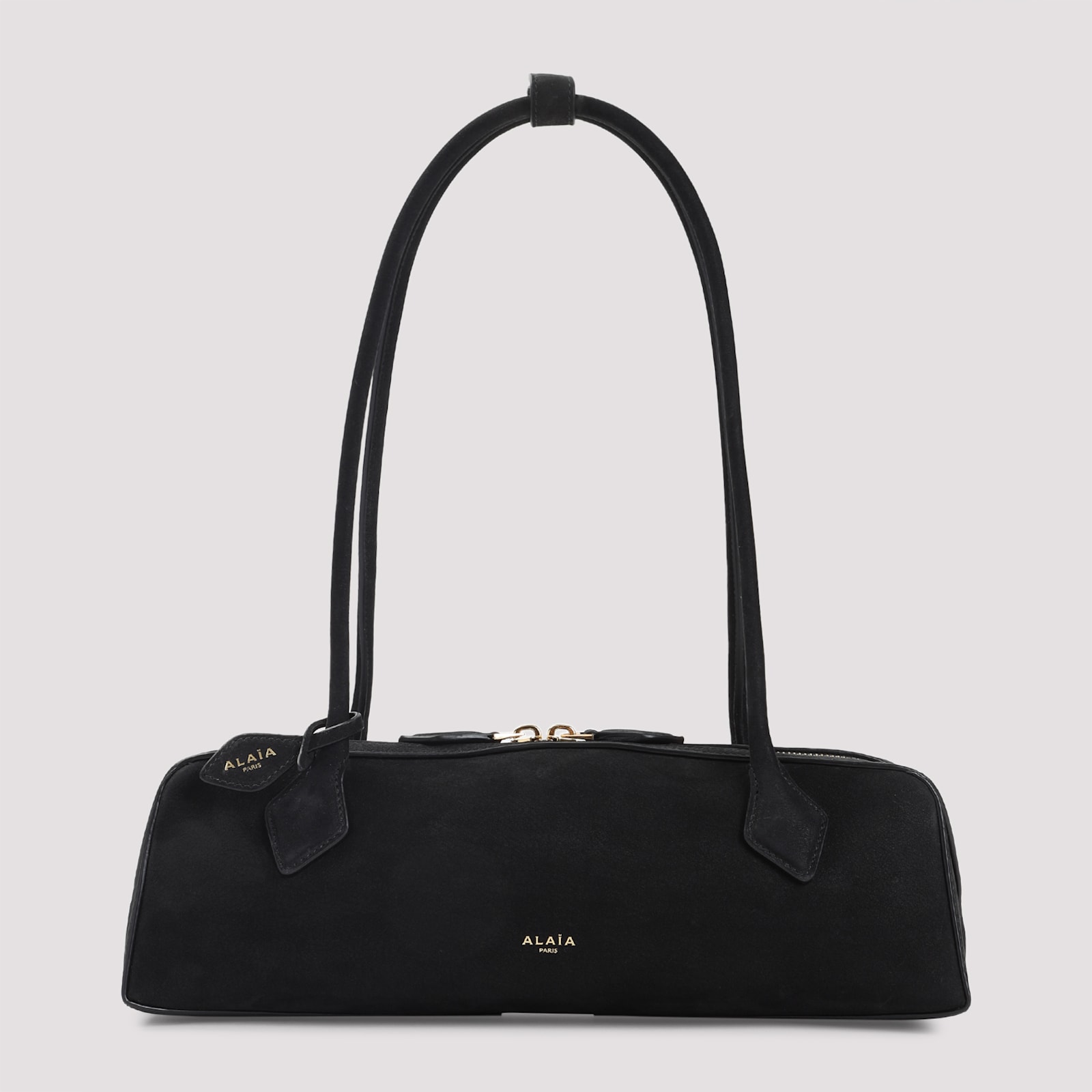 Alaïa Le Teckel Medium Suede Shoulder Bag In Black
